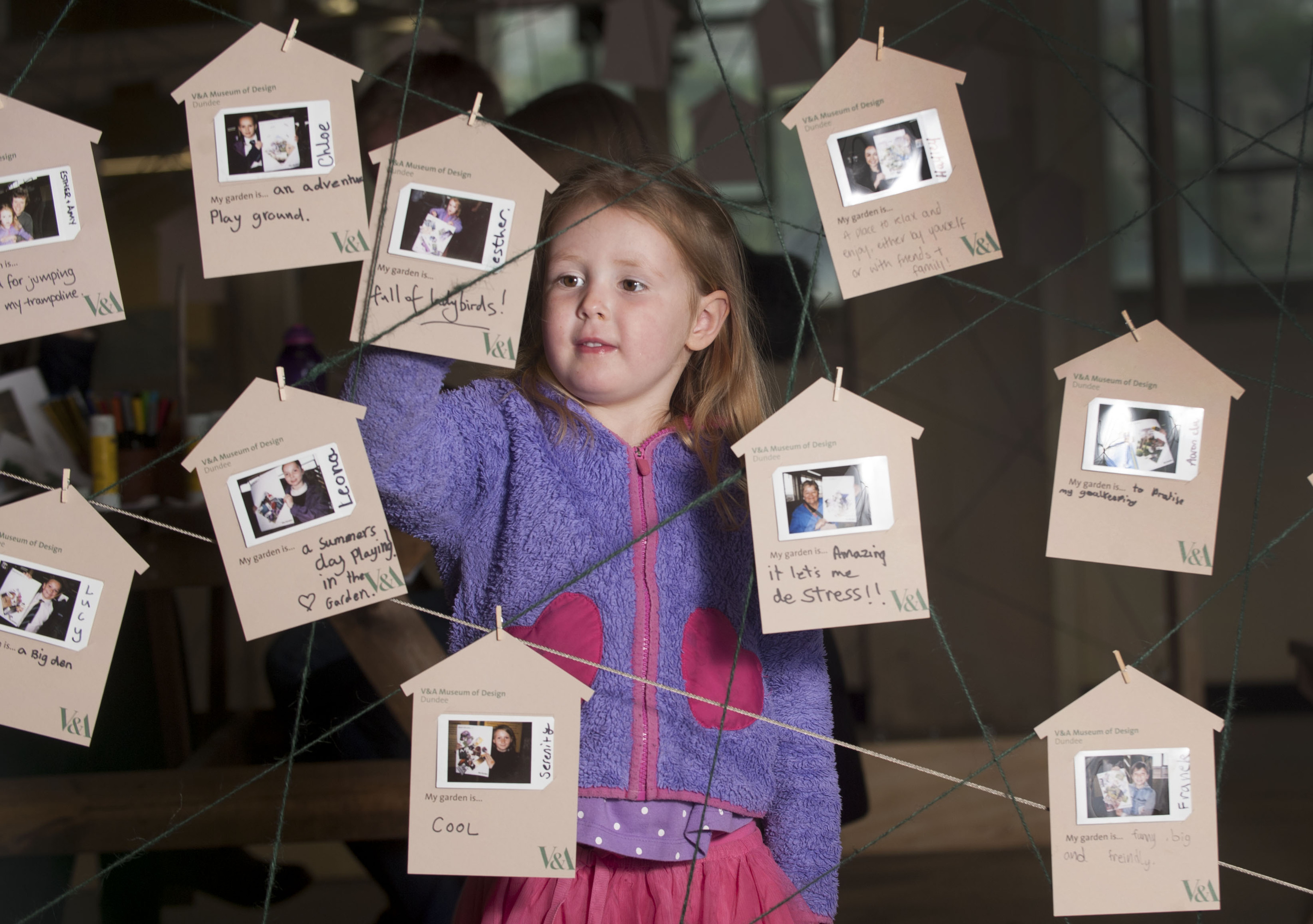 Esther McDonald, 2 from Newtyle, the youngest participant in the V&A Dundee Community Garden exhibition at the Dundee Design Festival.