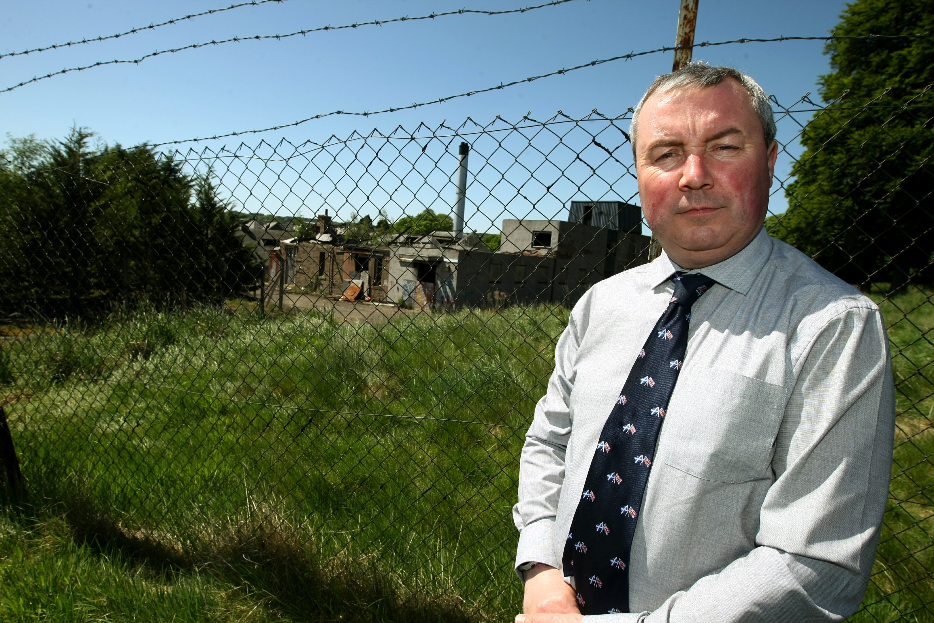 Councillor Fotheringham at the Strathmartine site