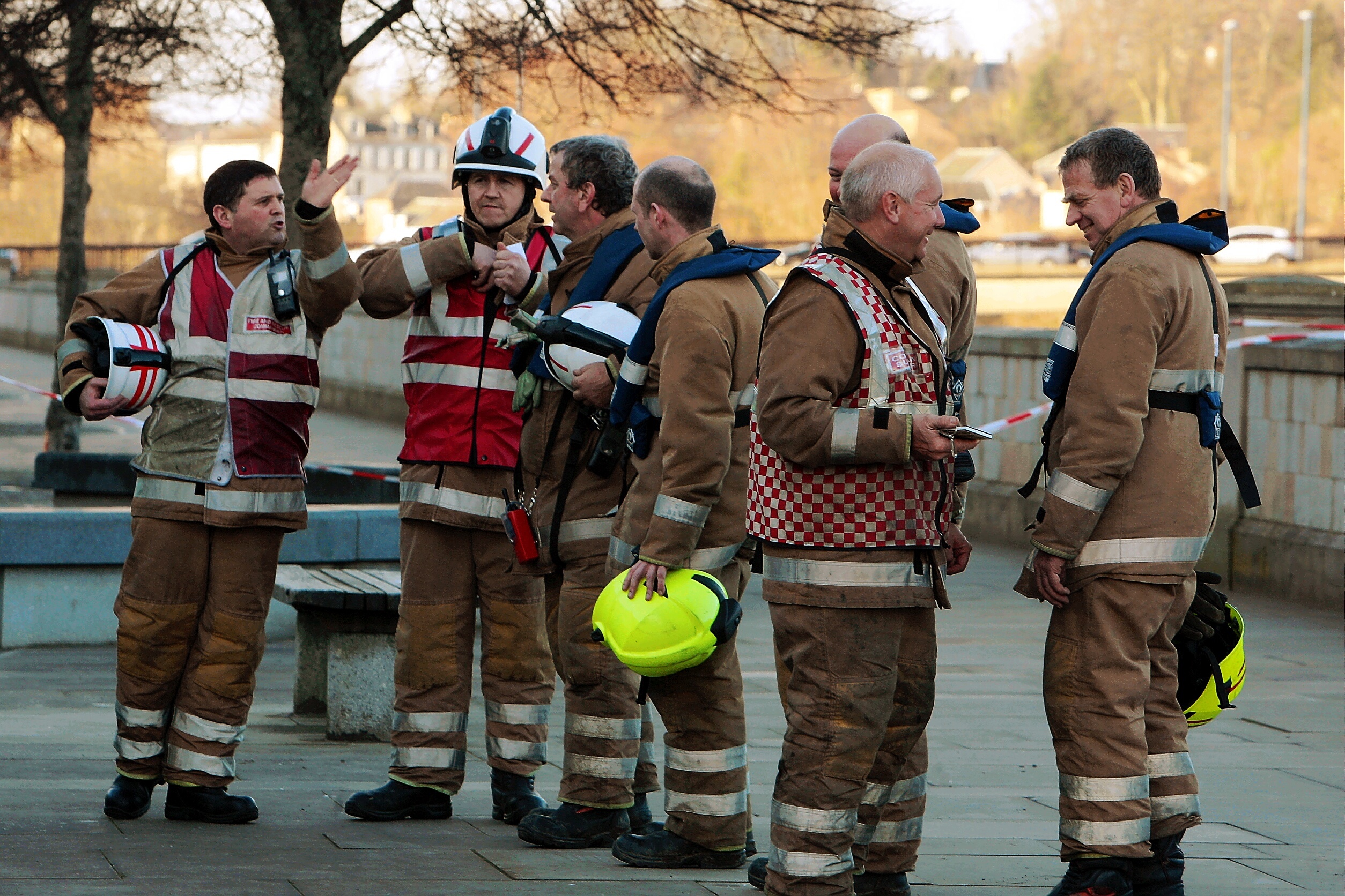 Fire crews attending the scene to help a recovery in the River Tay in 2014.