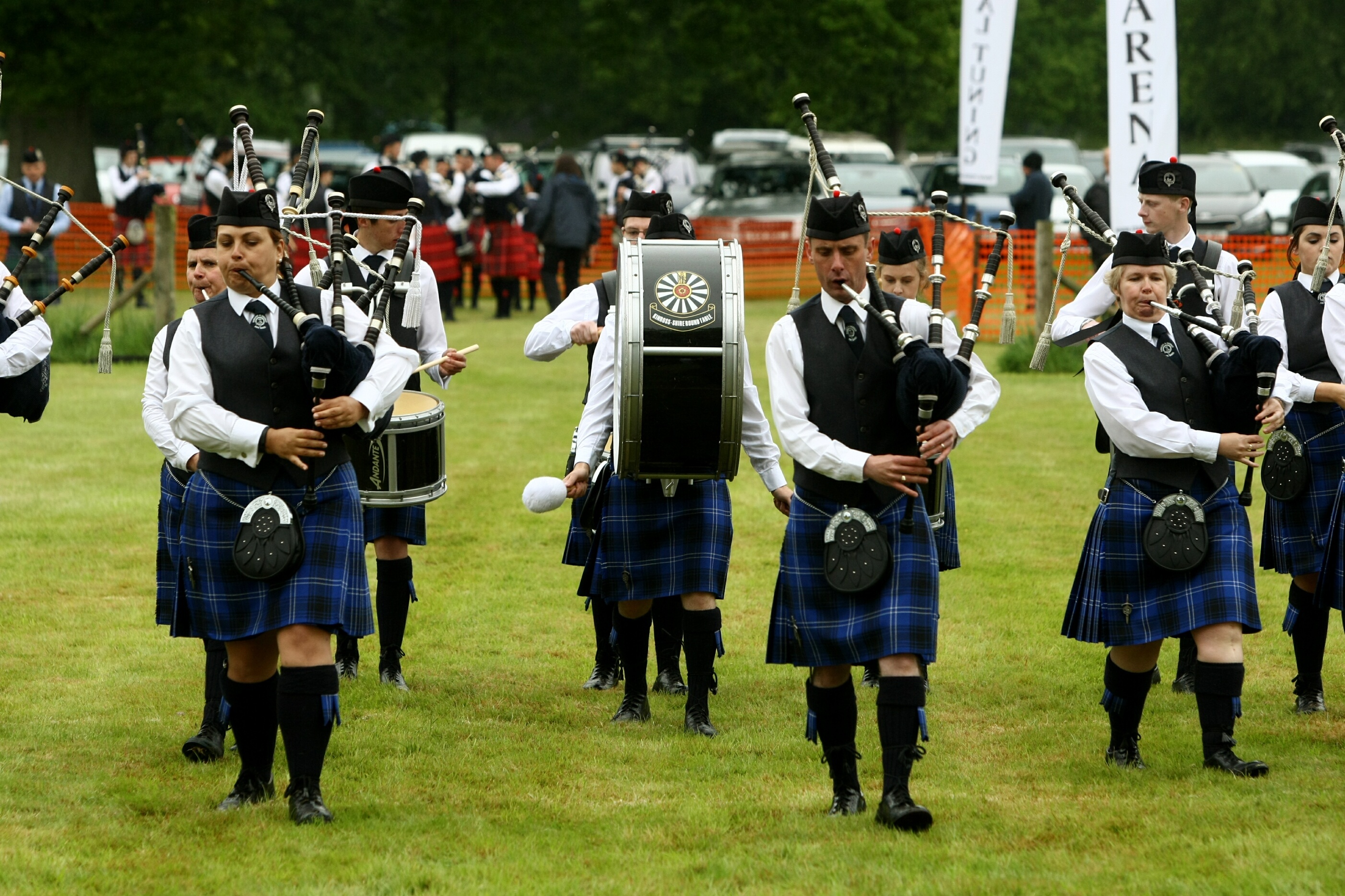 The Kinross & District Pipe Band competing in the Pipe Band Competition at the Strathmore Highland Games.