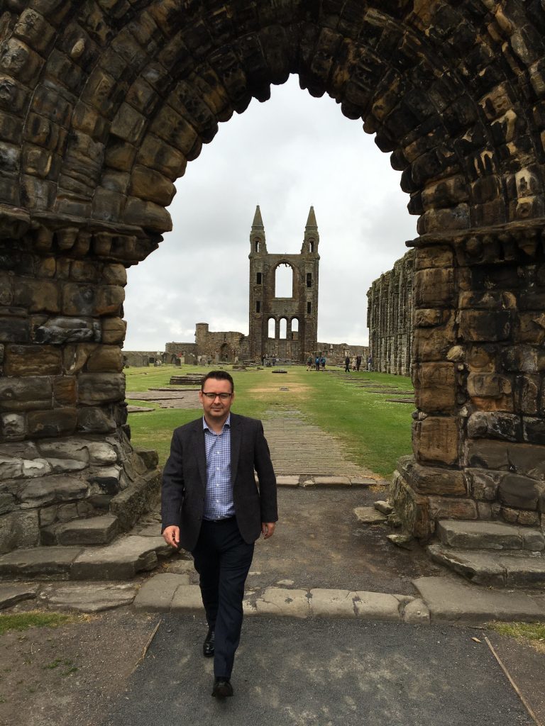 Roger McStravick in St Andrews Cathedral