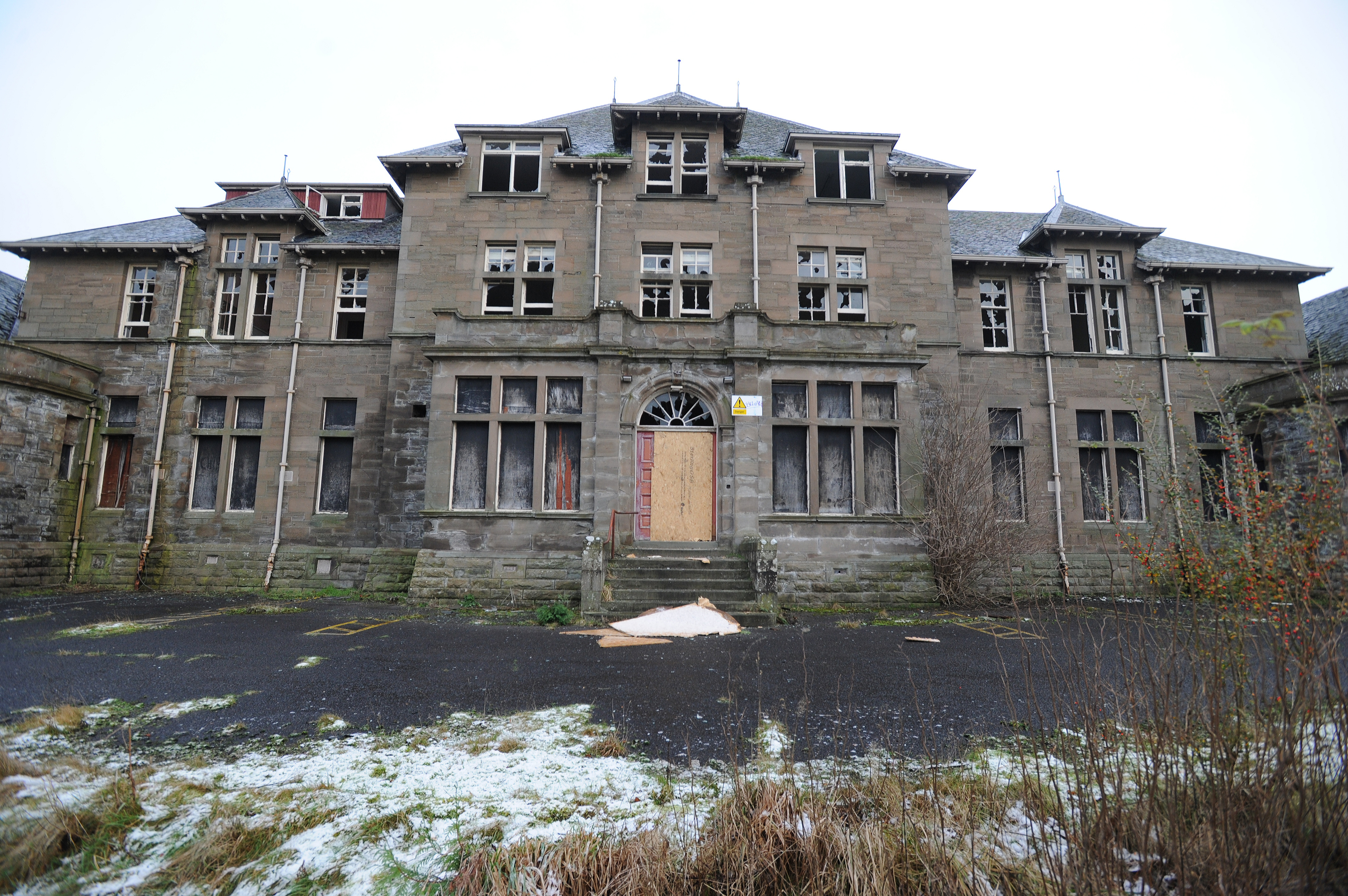 The derelict Strathmartine Hospital.