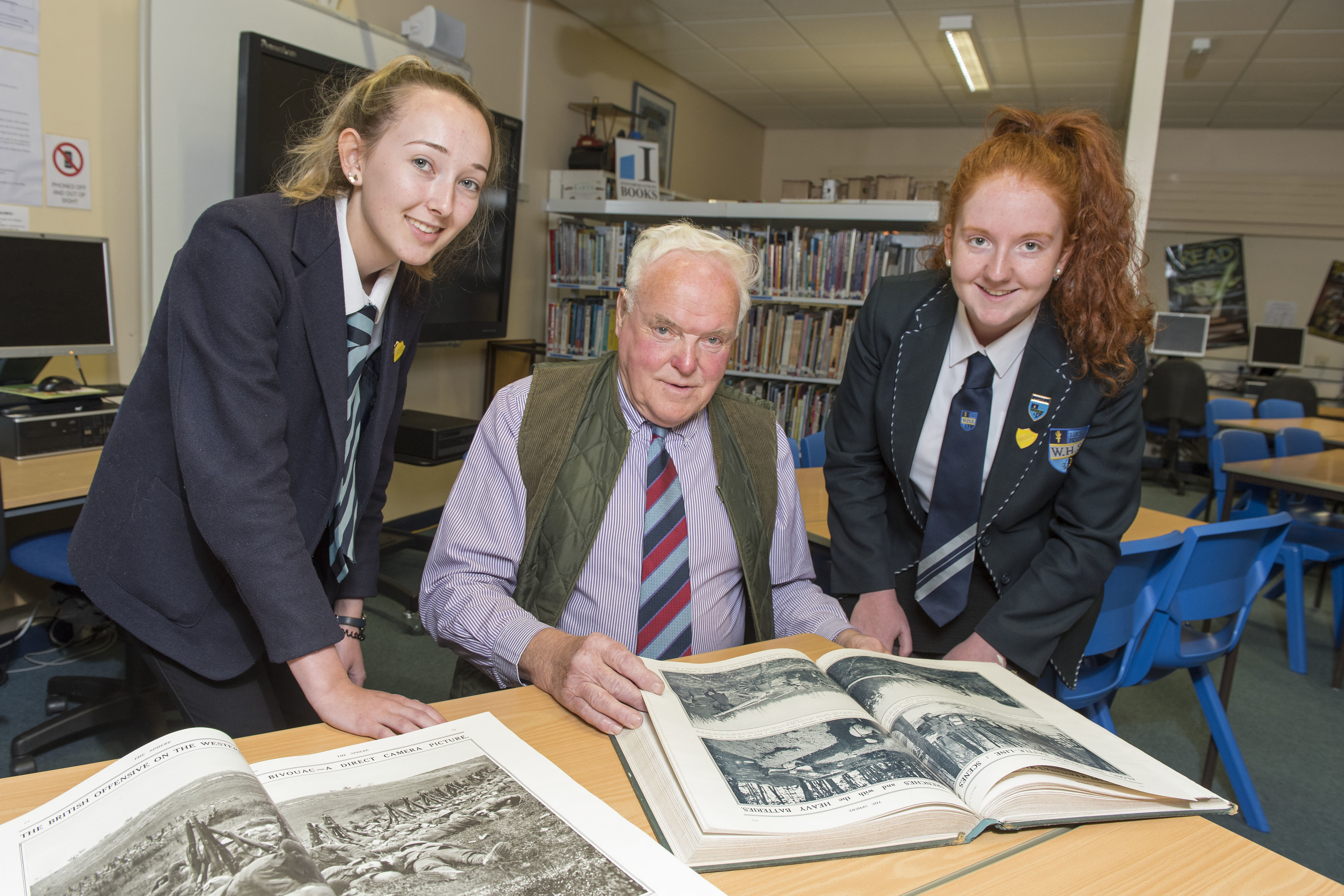 Mr Laird with S6 pupils Robyn Laird and Amber Ogg.