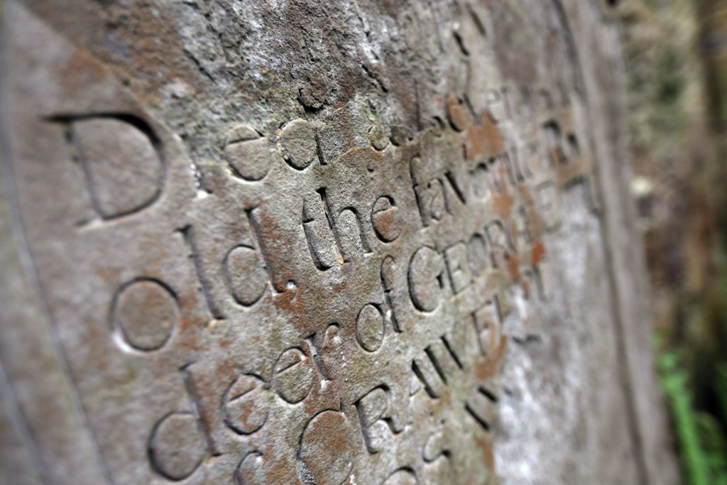 The grave for the pet deer at Crawford Priory.