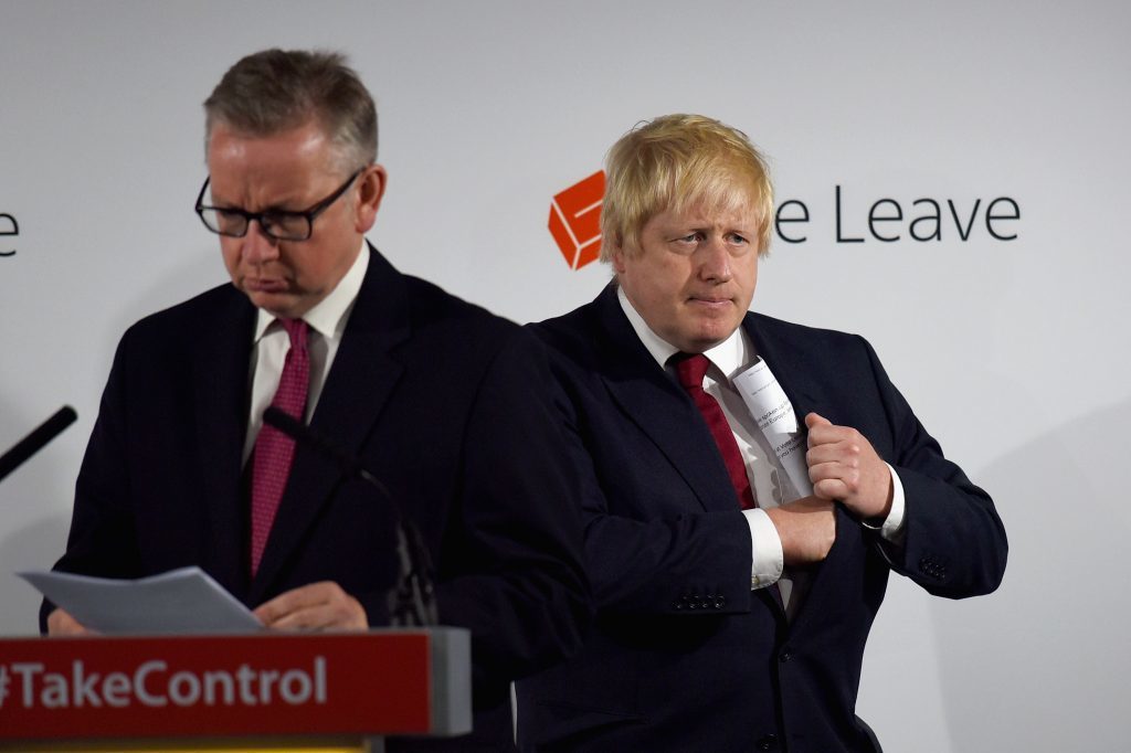 Boris Johnson looks tense as the enormity of what he and Michael Gove have sparked starts to set in.