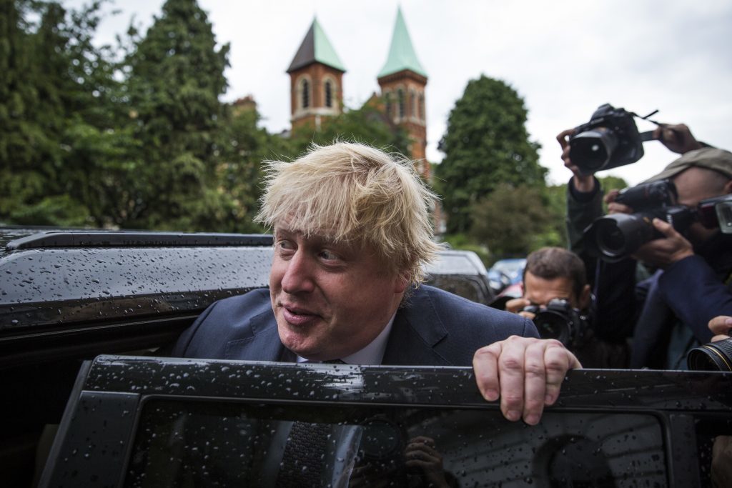 LONDON, ENGLAND - JUNE 27: Former London Mayor Boris Johnson leaves his home by car on June 27, 2016 in London, England. Mr Johnson is thought to be the frontrunner to succeed Prime Minister David Cameron after he resigned following the European Union referendum result to leave. (Photo by Jack Taylor/Getty Images)