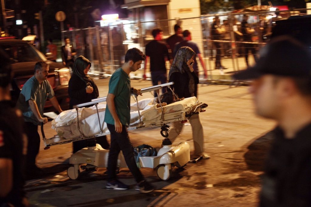 ISTANBUL, TURKEY - JUNE 29: A wounded girl from the Ataturk Airport suicide bomb attack is transported to the Bakirkoy Sadi Konuk Hospital, in the early hours of June 29, 2016, Turkey. Three suicide bombers opened fire before blowing themselves up at the entrance to the main international airport in Istanbul, killing at least 36 people and wounding 147 people according to Justice Minister Bekir Bozdag. (Photo by Defne Karadeniz/Getty Images)