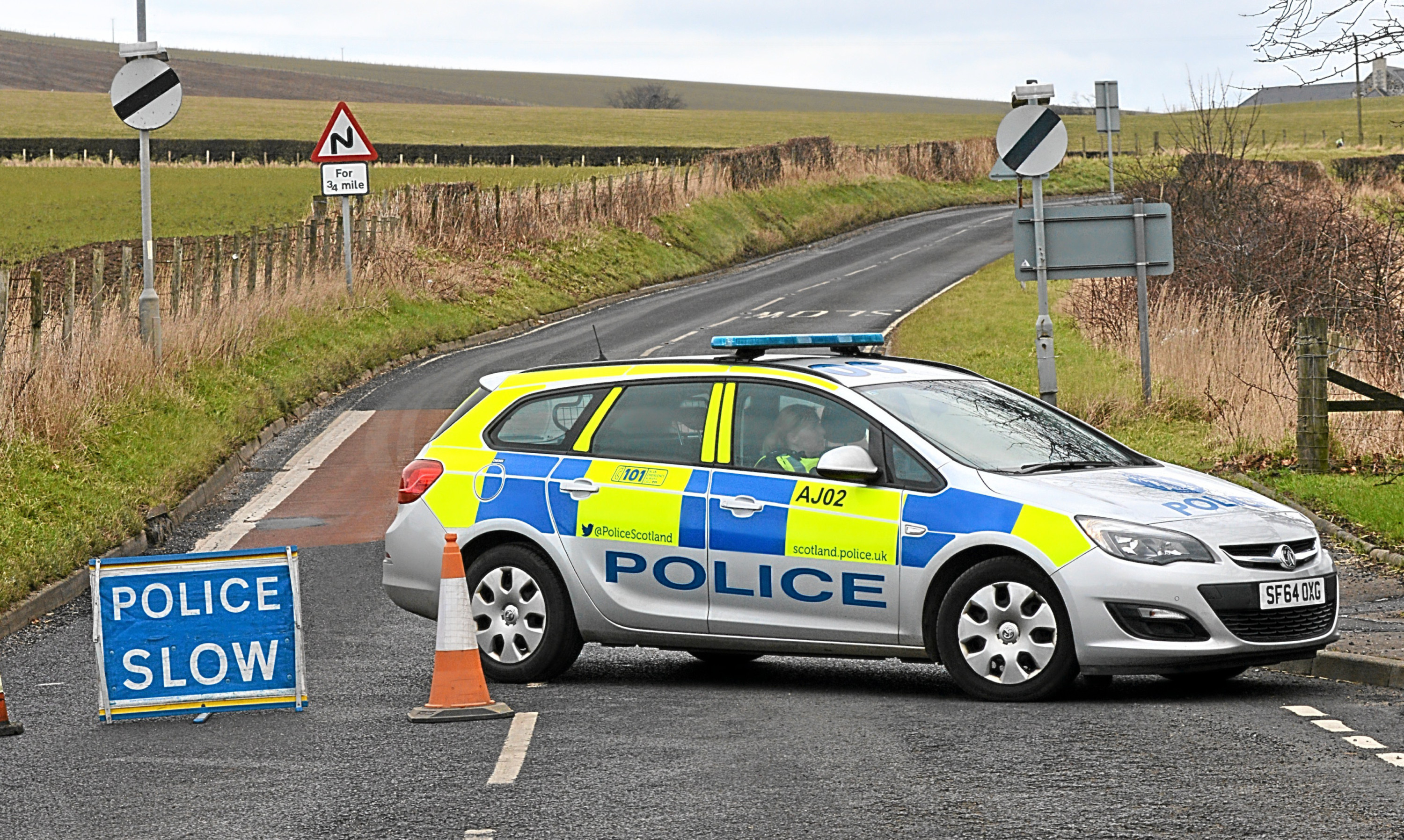 Police on the A915 at Upper Largo
