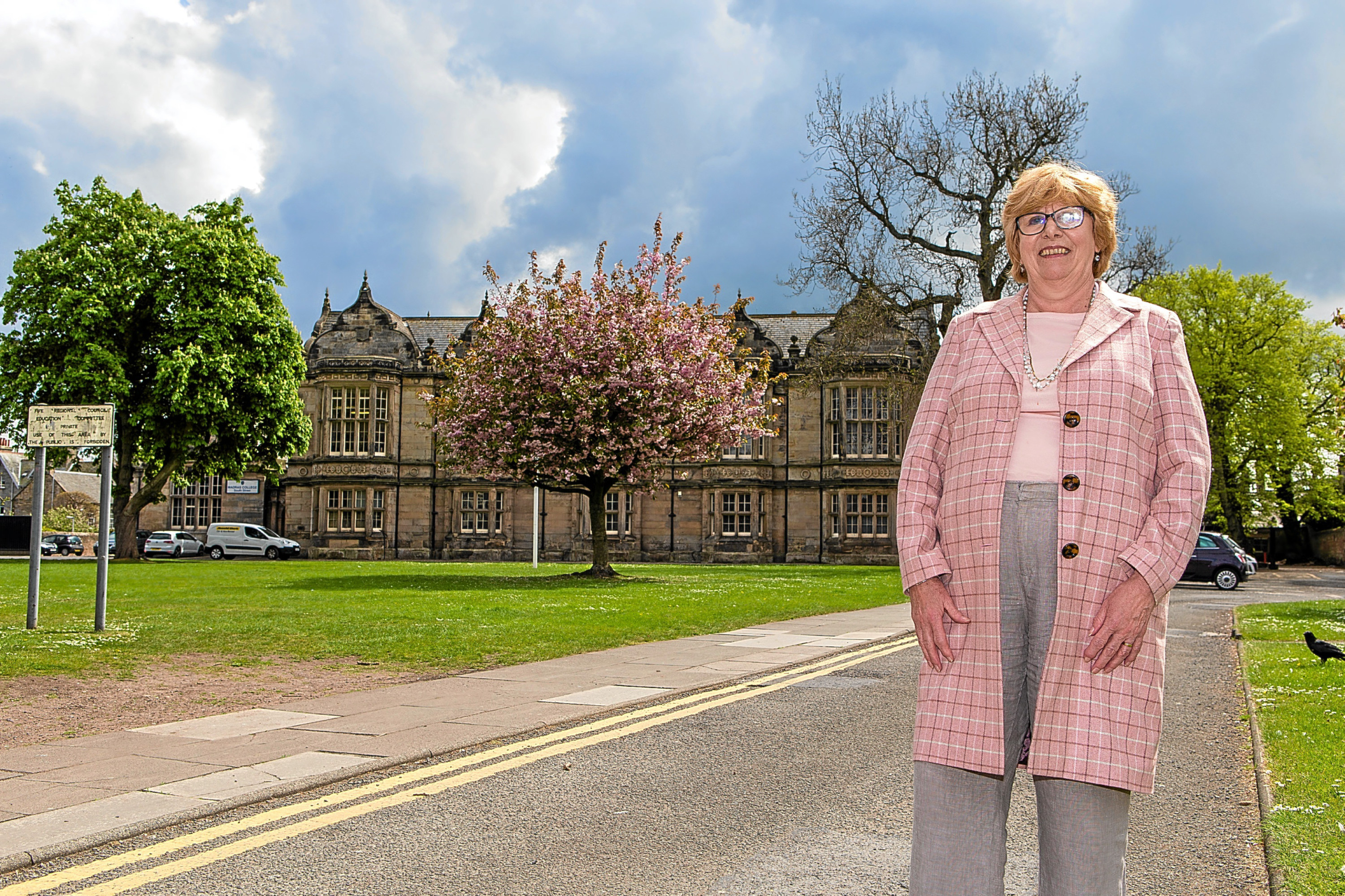 Councillor Dorothea Morrison at Madras College South Street campus, which she suggested could be refurbished in tandem with creation of a new Tay Bridgehead school.