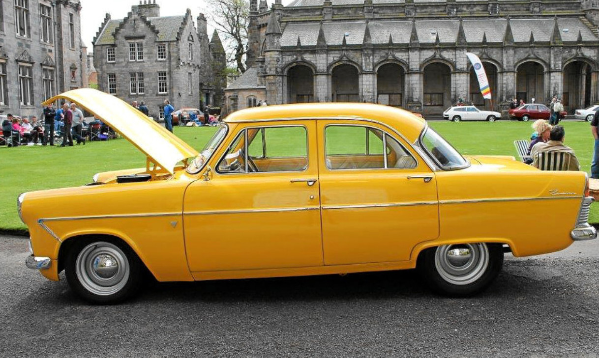 Dave McGill's Fiat Broom Yellow 1958 Ford Zodiac Mark II Hi-Line.