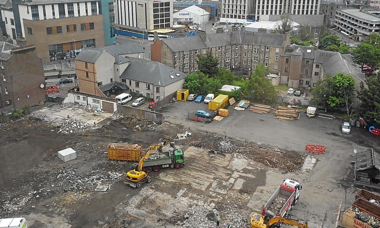 A photo showing the now cleared site.