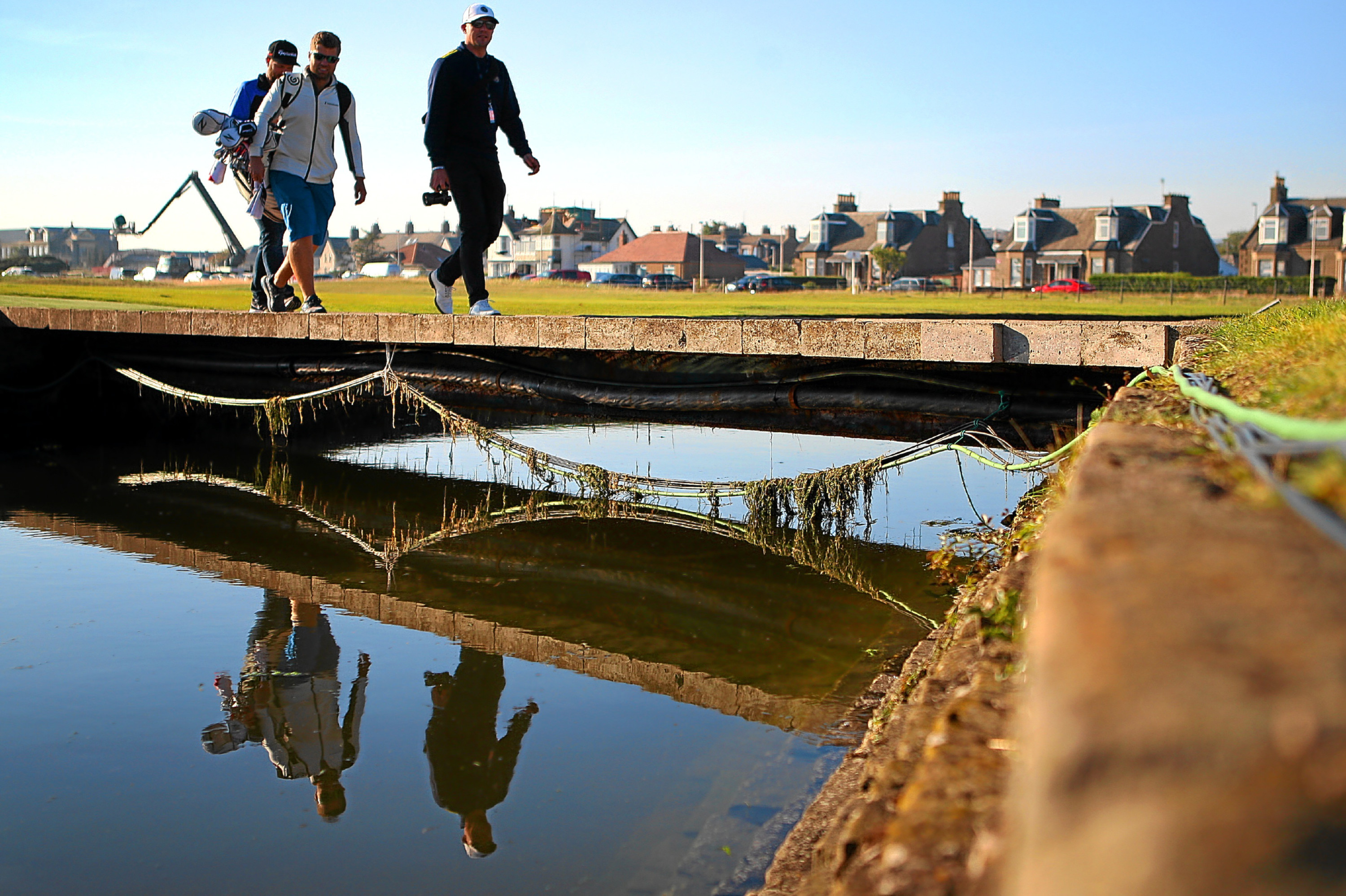 Golfers nearing the 18th green at Carnoustie