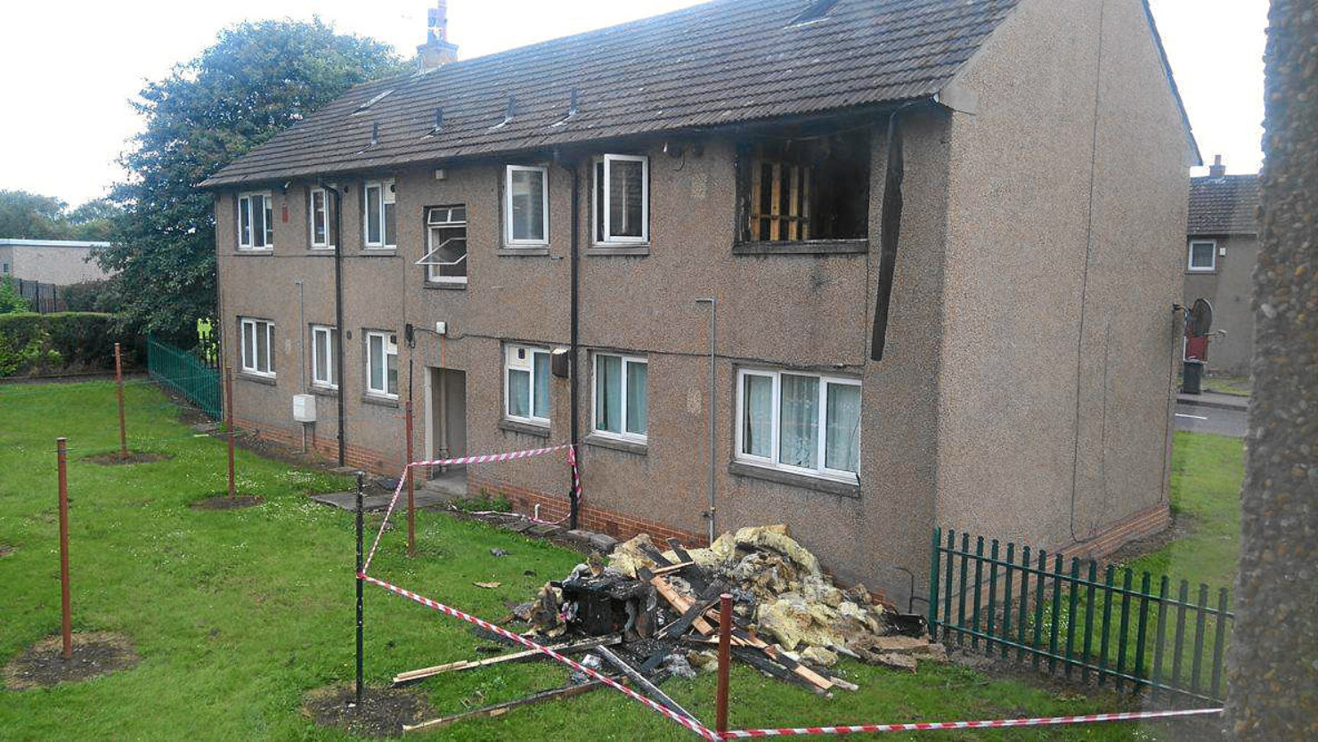 The burnt out flat on Banchory Road.