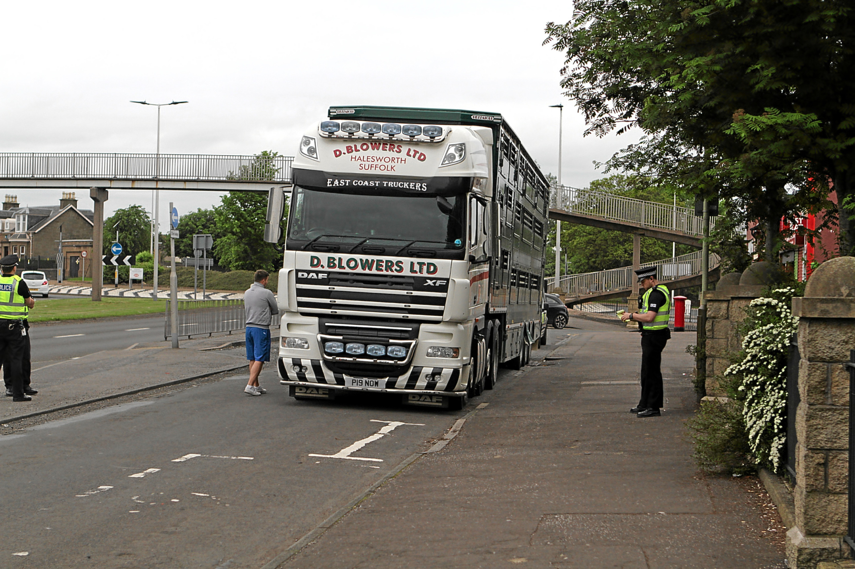 The lorry after the collision.