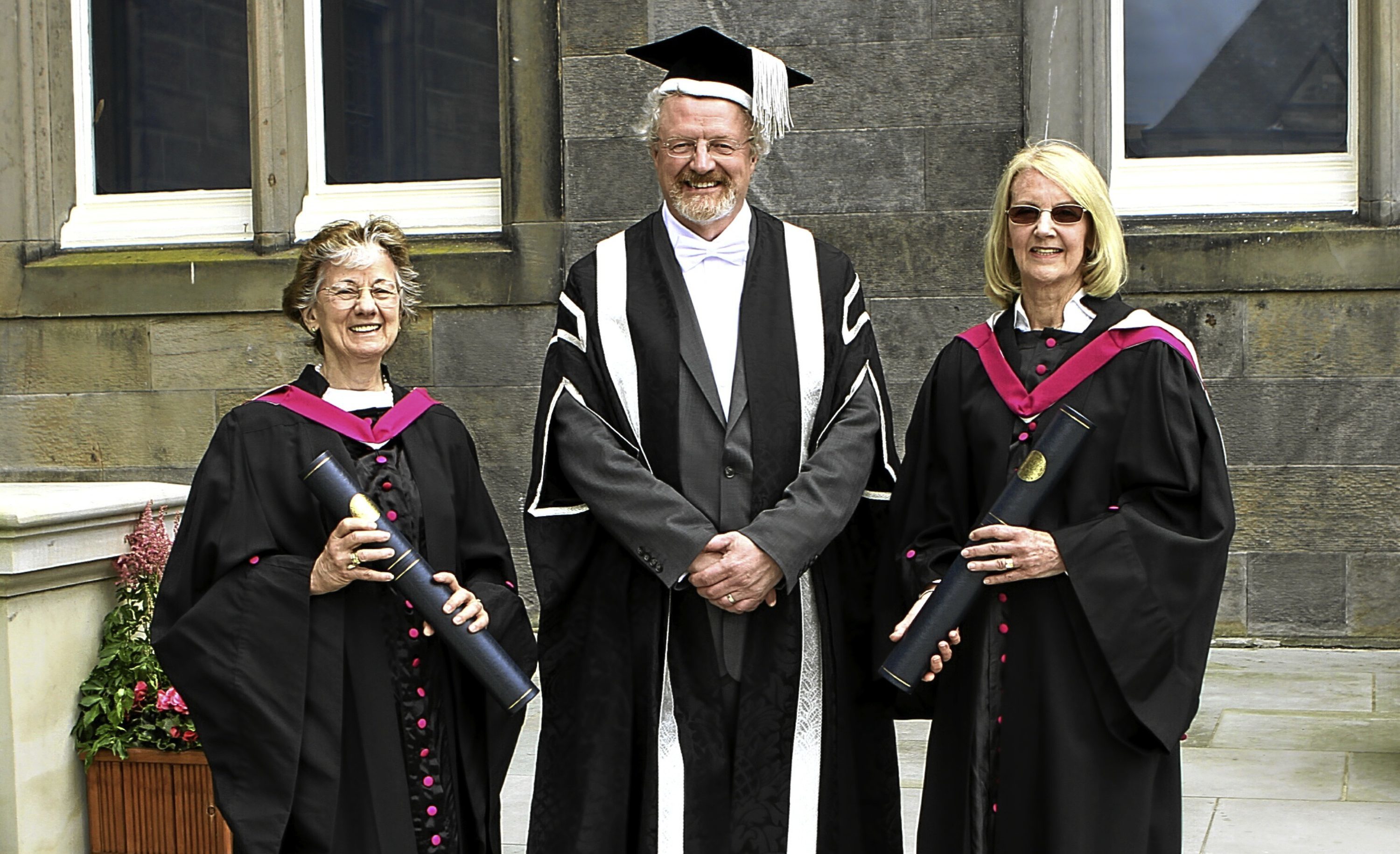 Acting Principal Prof Garry Taylor with  Professor Rita Colwell and Professor Jean Beggs.