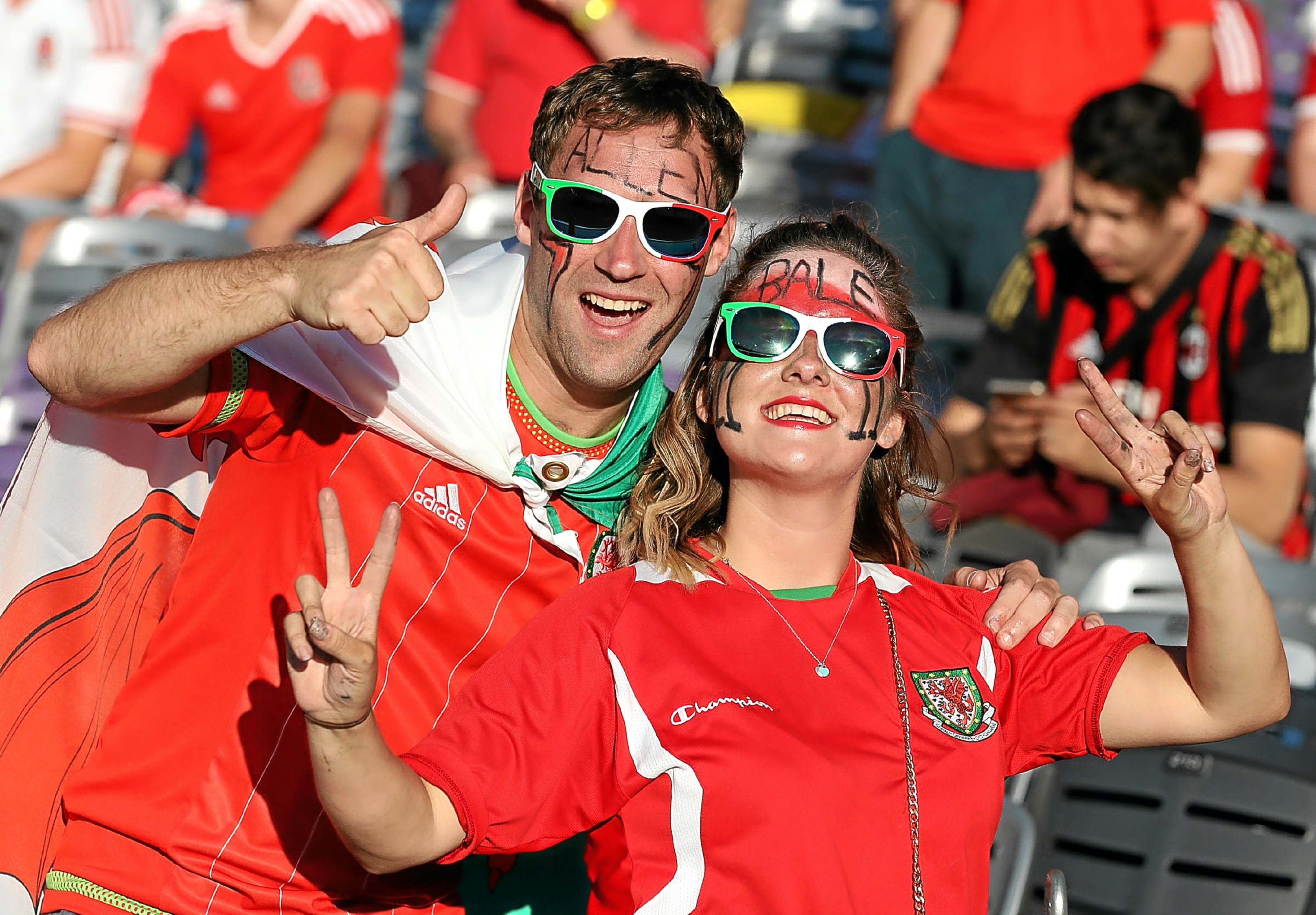 Happy Welsh football fans in Toulouse, which they have now renamed Two-win..