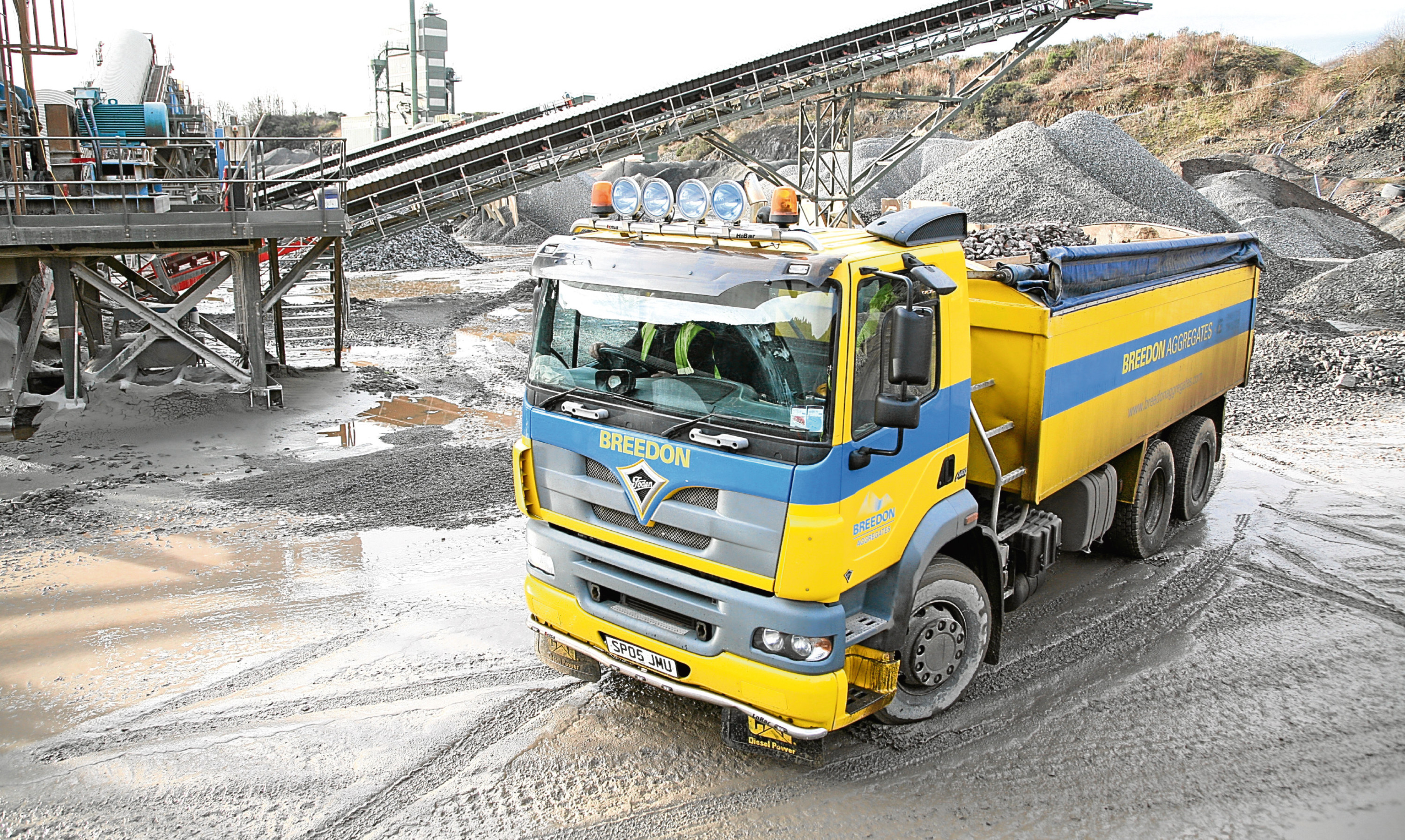 A Breedon lorry is loaded up with aggregates