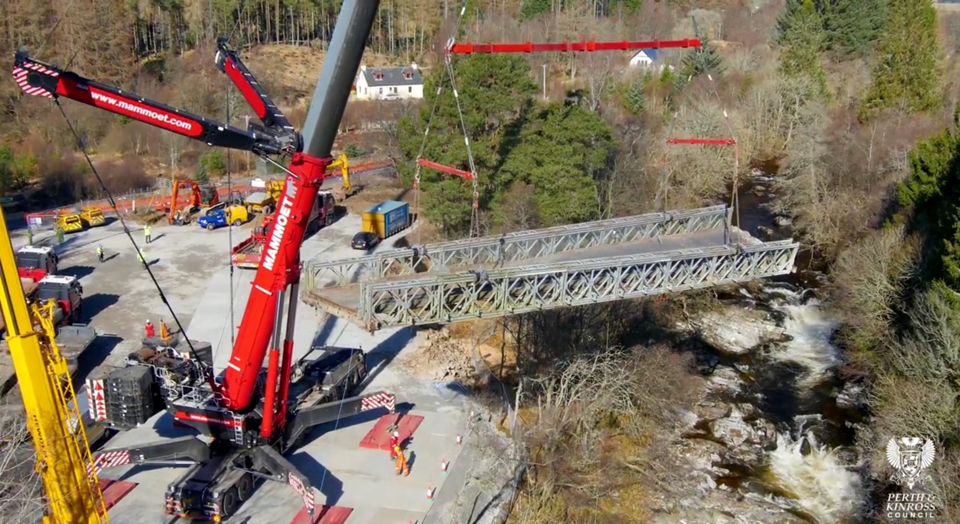 Bleaton Hallet bridge being removed by crane in March.