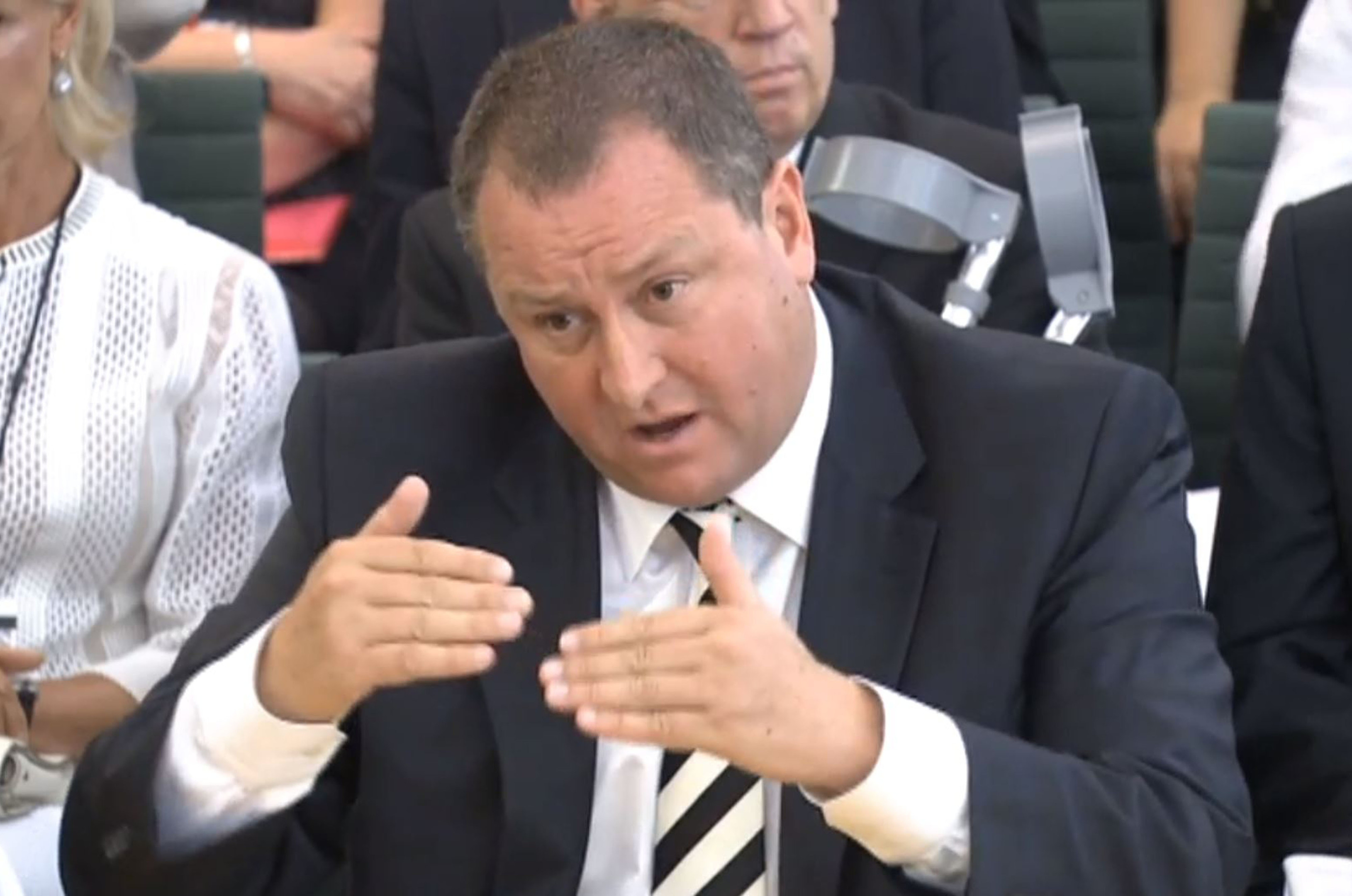 Sports Direct boss Mike Ashley gives evidence to the Business, Innovation and Skills Committee.