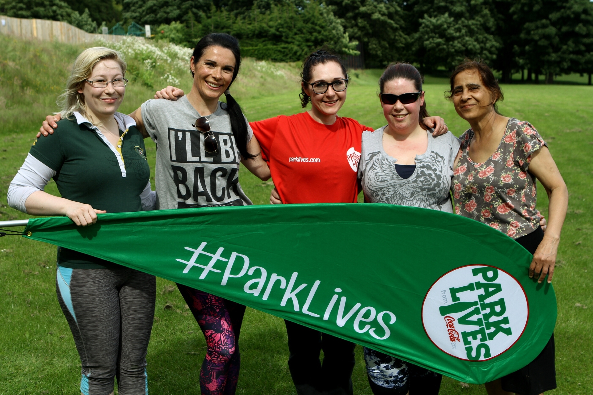 Gayle Ritchie (second from left) takes part in a "flow and tone" ParkLives session in Dundee.