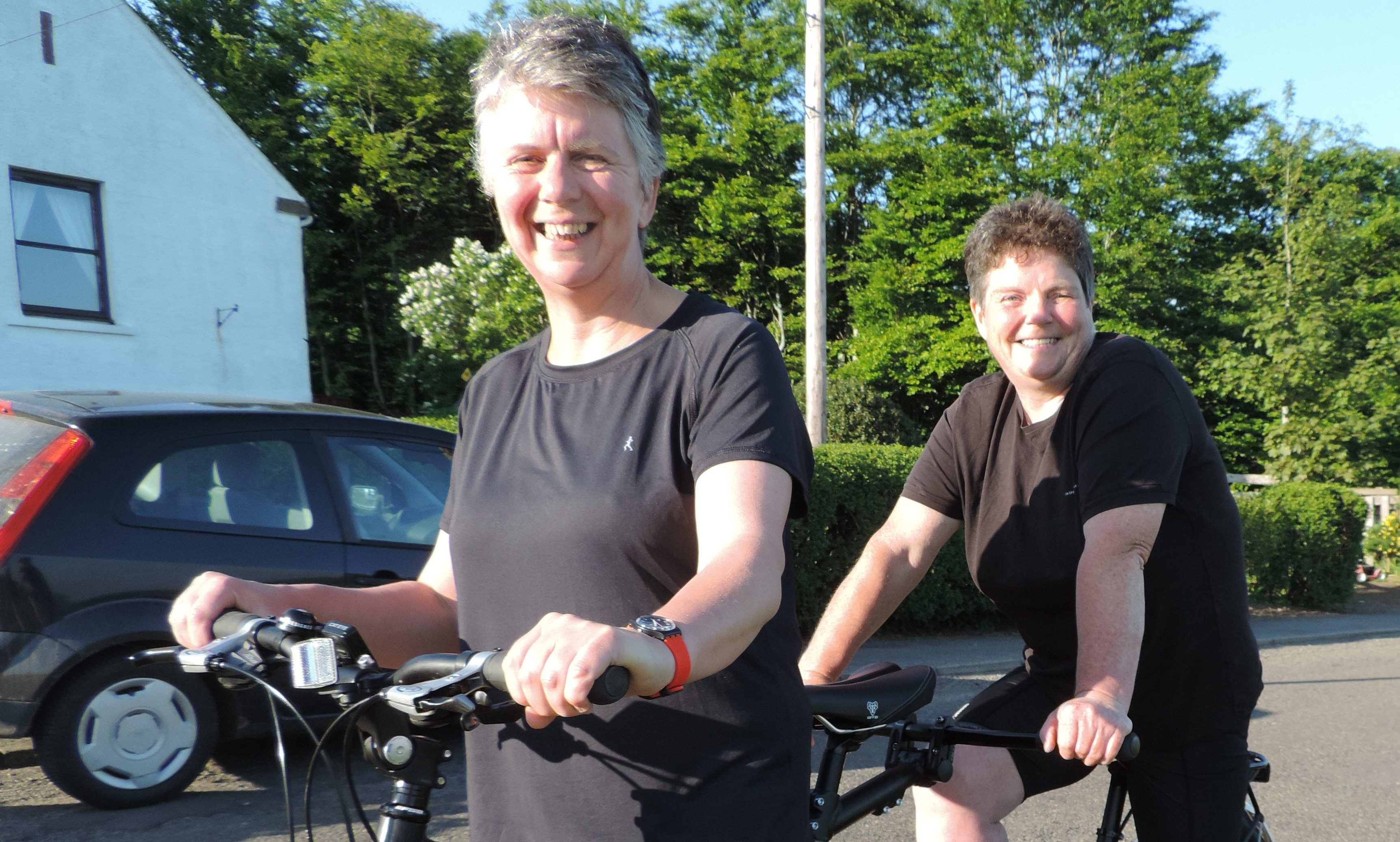 Norma, right, will be assisted by Mary during the triathlon.