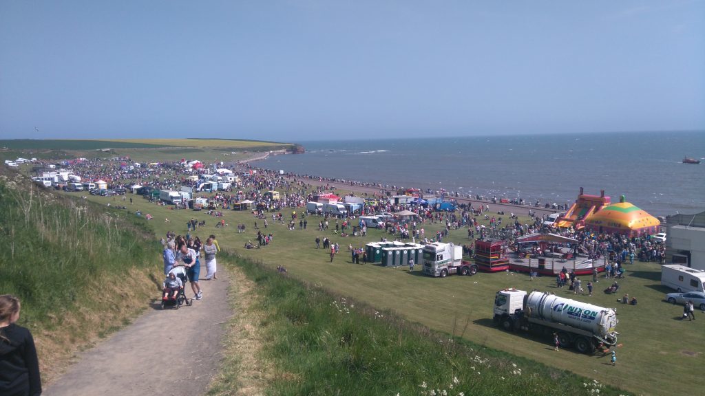 Crowds for the festival at noon.