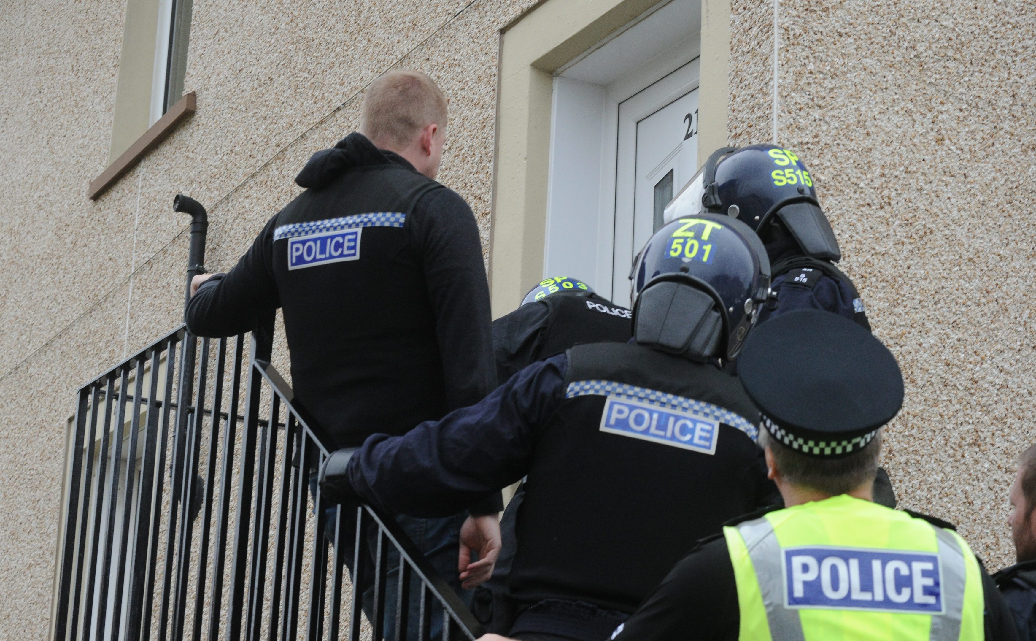 Police as they ‘hit’ four properties in relation to various crimes reported to them.