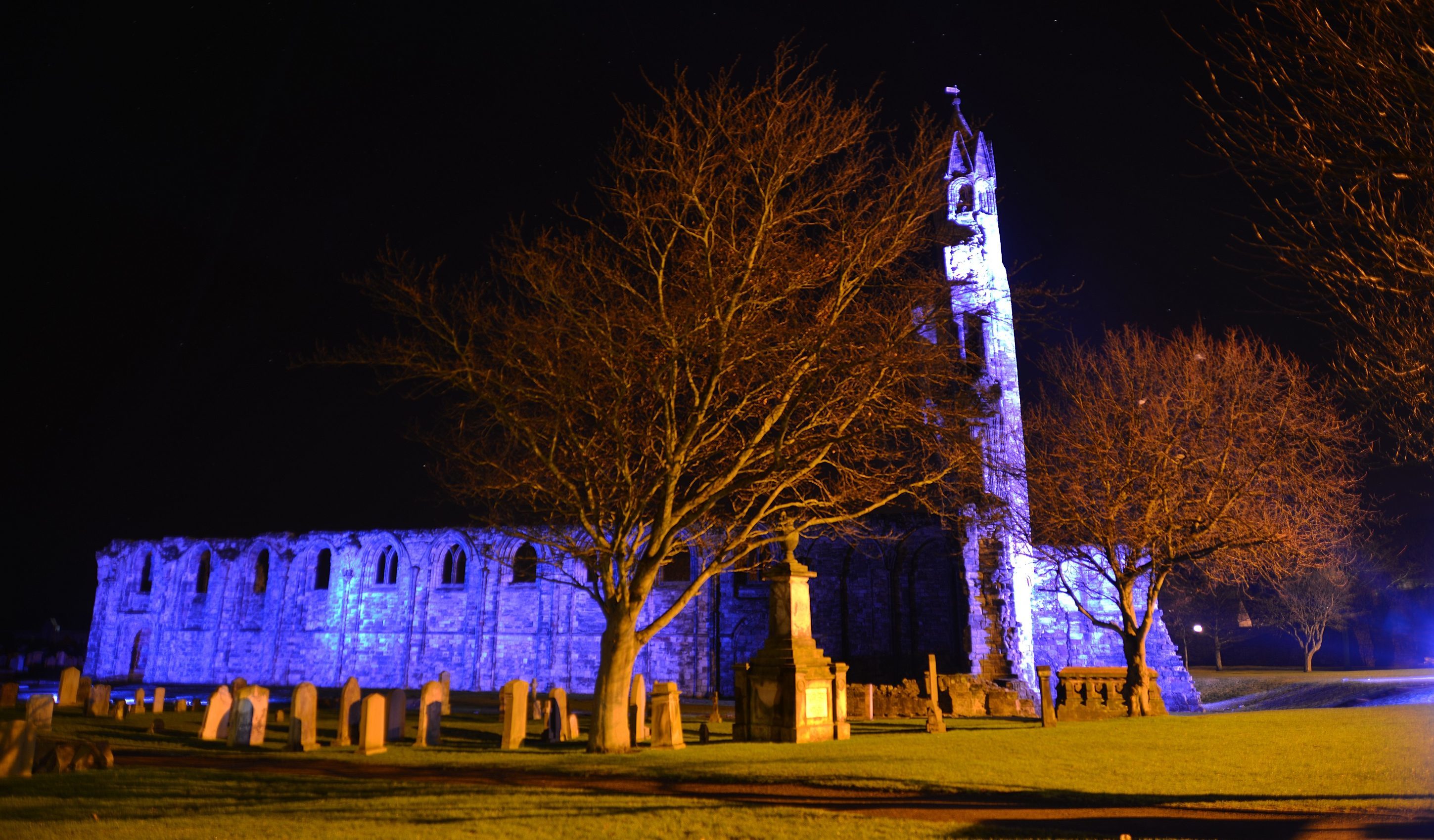 St Andrews Cathedral during a recent demonstration of the proposed lighting system.