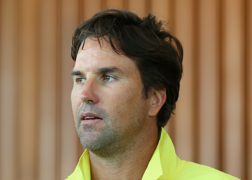 MELBOURNE, AUSTRALIA - OCTOBER 27:  Pat Rafter speaks to the media during a Tennis Australia media opportunity at Melbourne Park at Melbourne Park on October 27, 2015 in Melbourne, Australia. Hewitt was today named as Australia's Davis Cup Captain.  (Photo by Quinn Rooney/Getty Images)