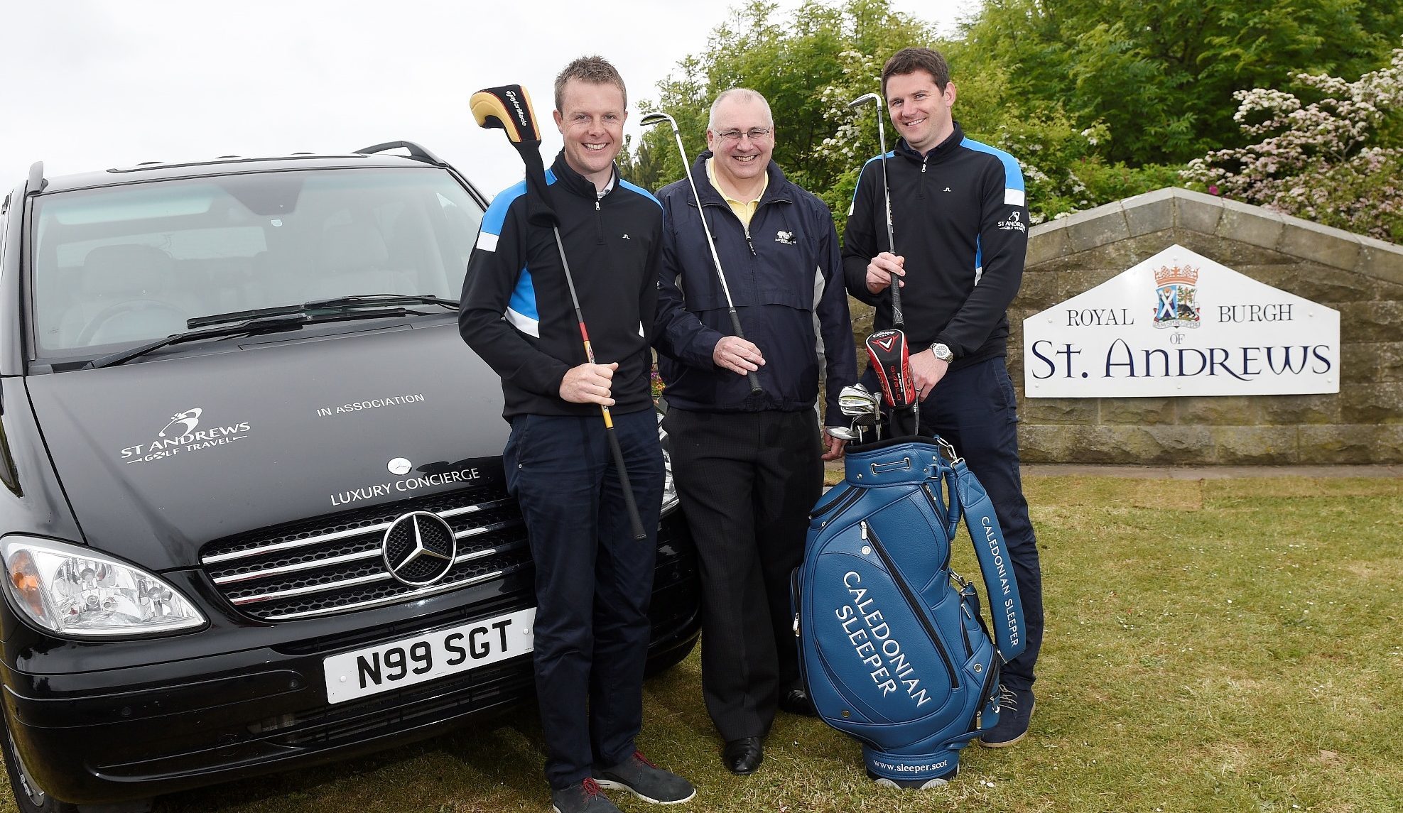 Peter Strachan, managing director of the Caledonian Sleeper, is pictured with Marc Gentles and Graeme Dawson of St Andrews Golf Travel.