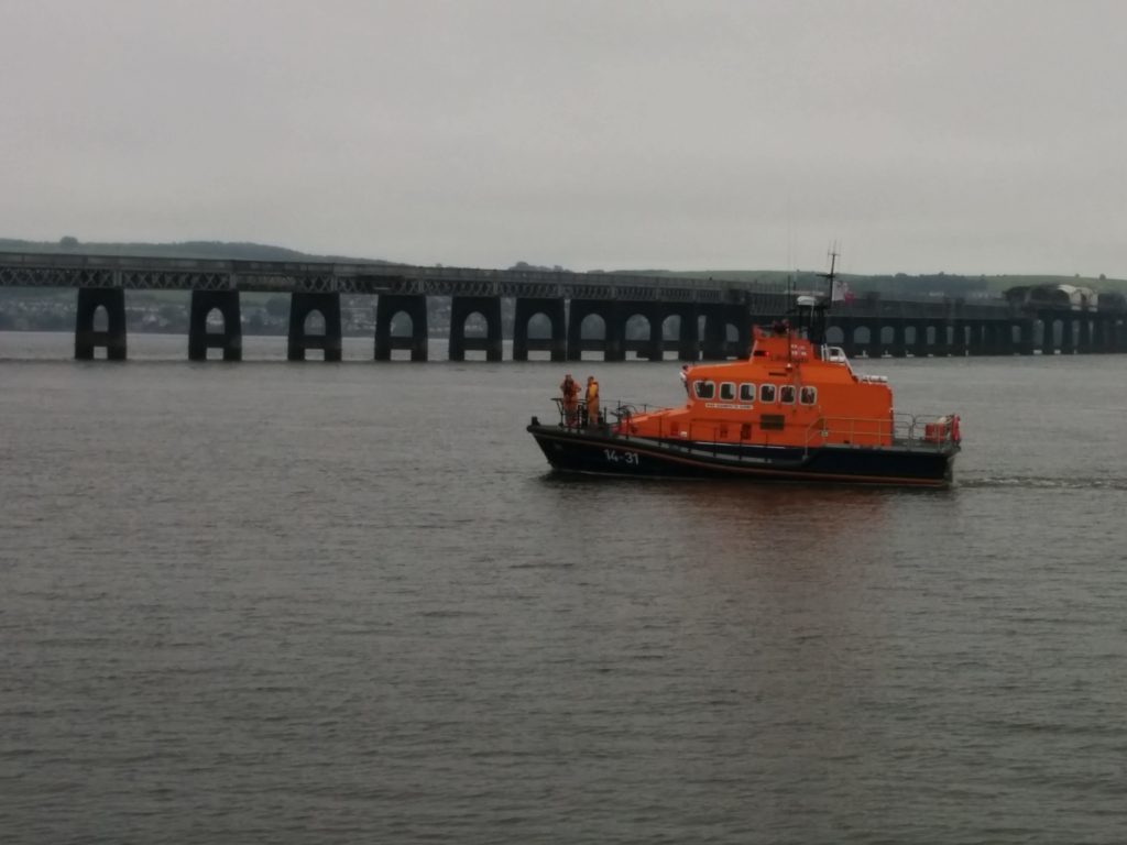 The Broughty Ferry lifeboat searching. 