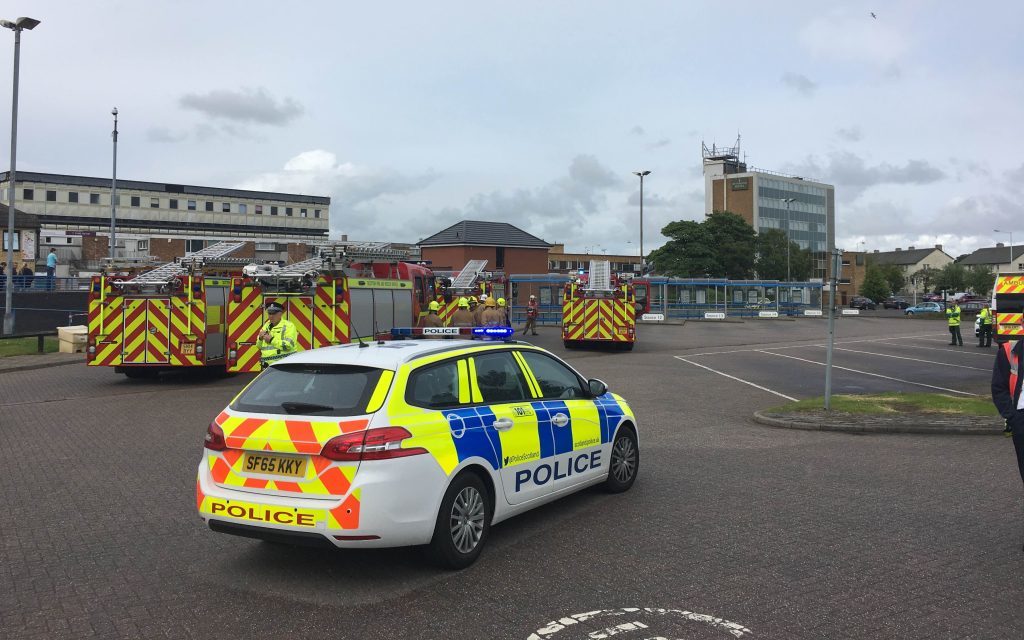 Emergency services cordoned off the bus station as a precaution.