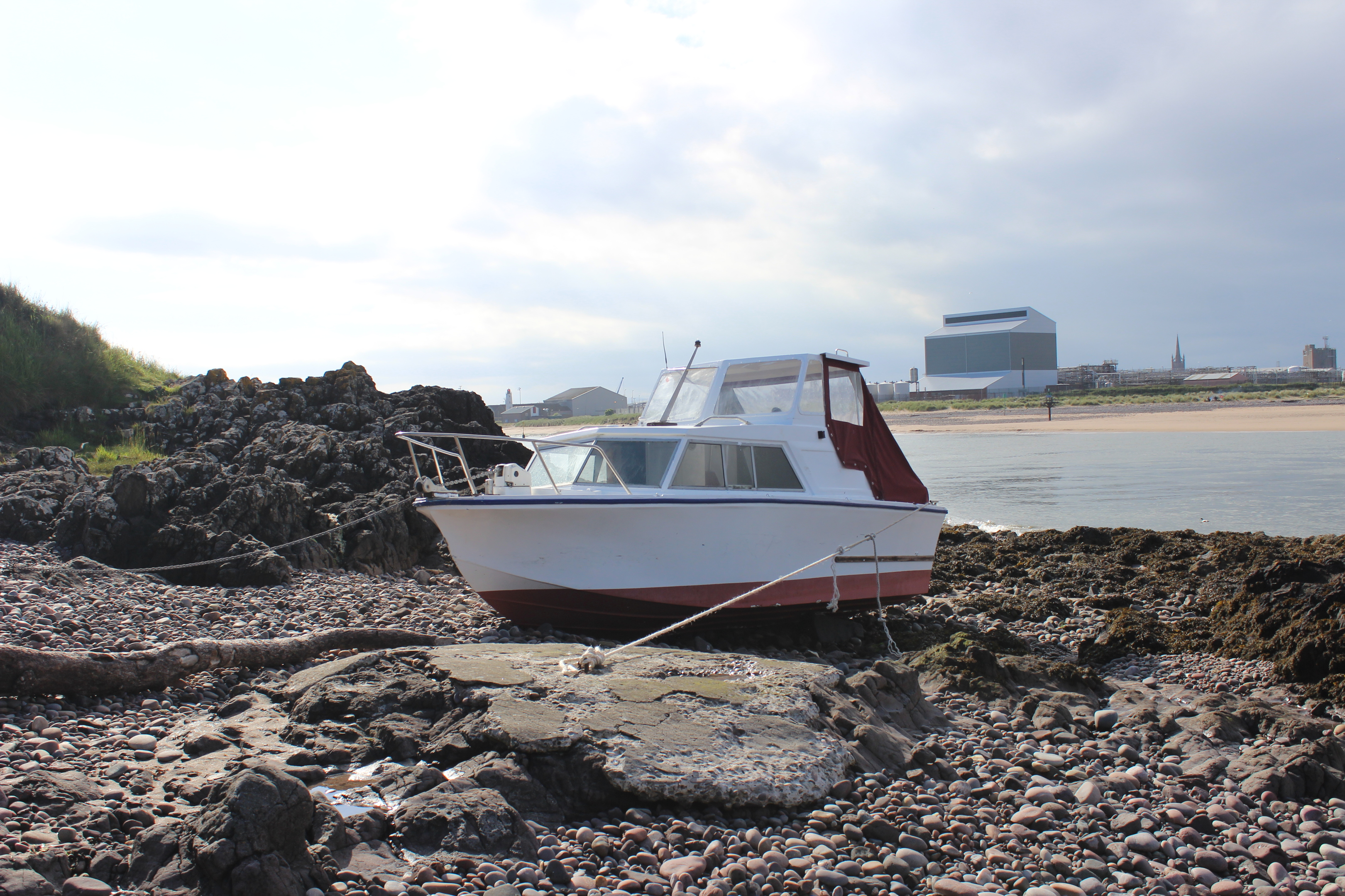 The vessel ran aground on to the rocks near Ferryden due to engine failure.