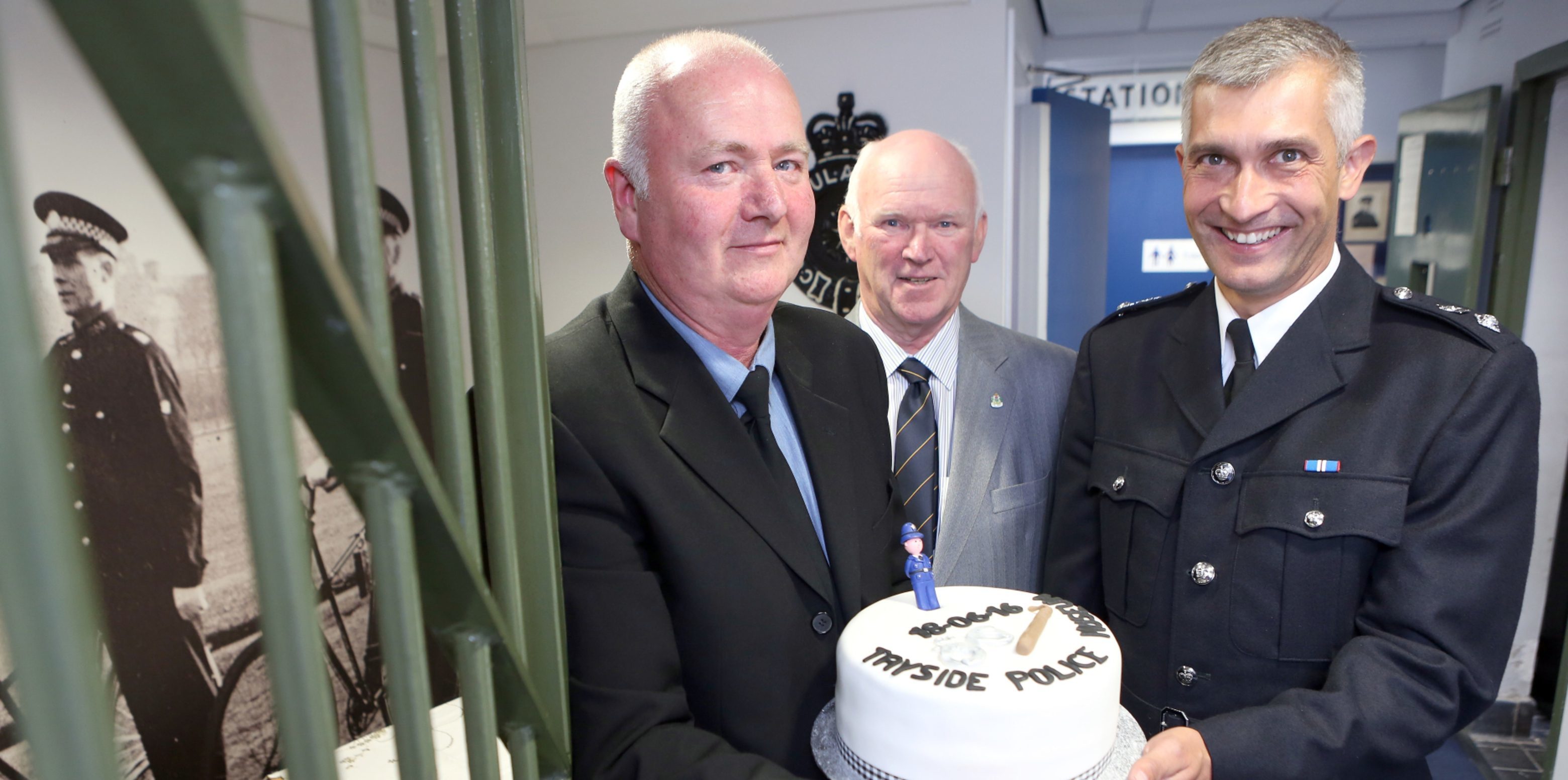 Hamish Gray, former Tayside chief constable Bill Spence and Chief Superintendent Paul Anderson celebrate the new museum.