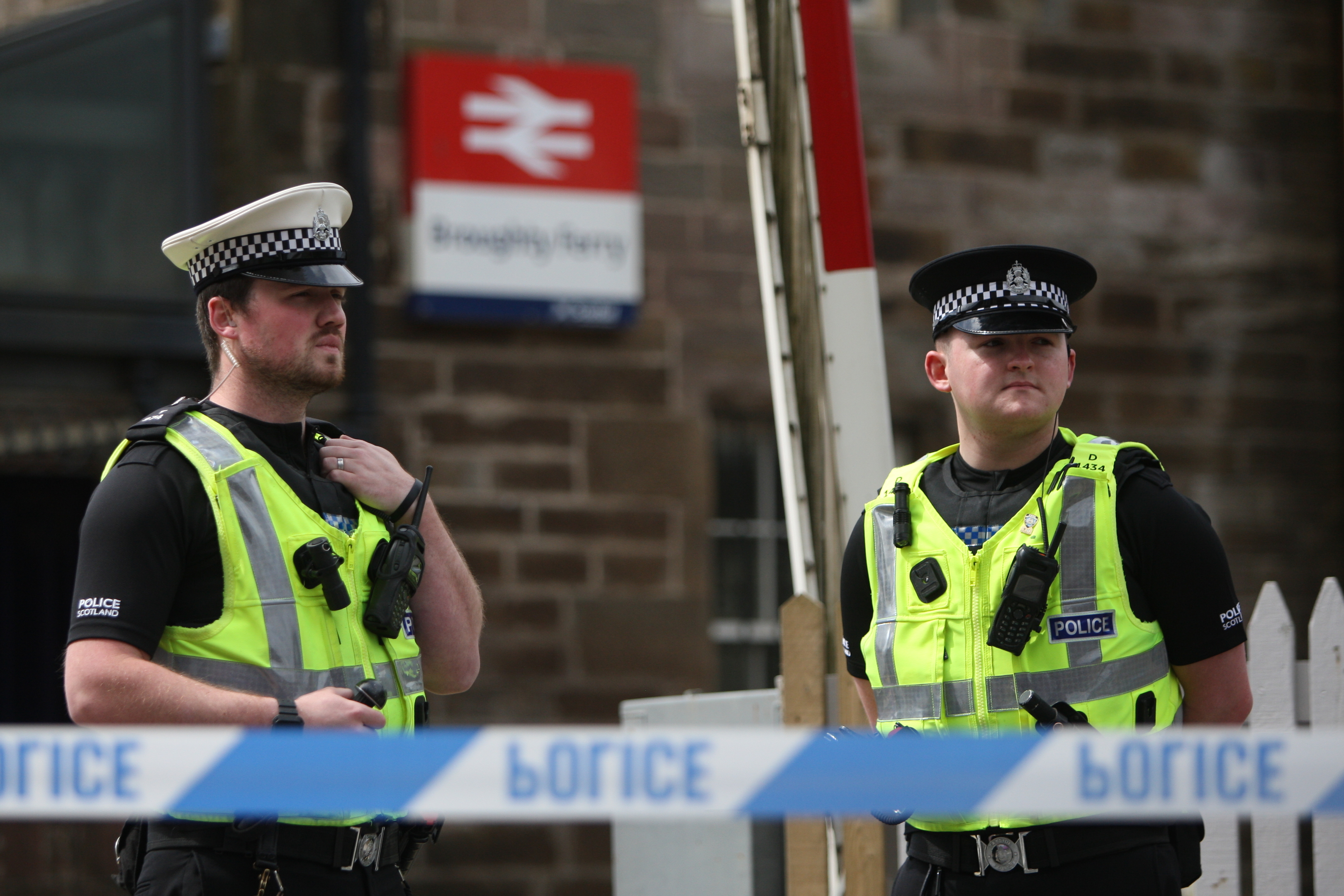 Police at the rail station at Broughty Ferry after a person was killed by a train.