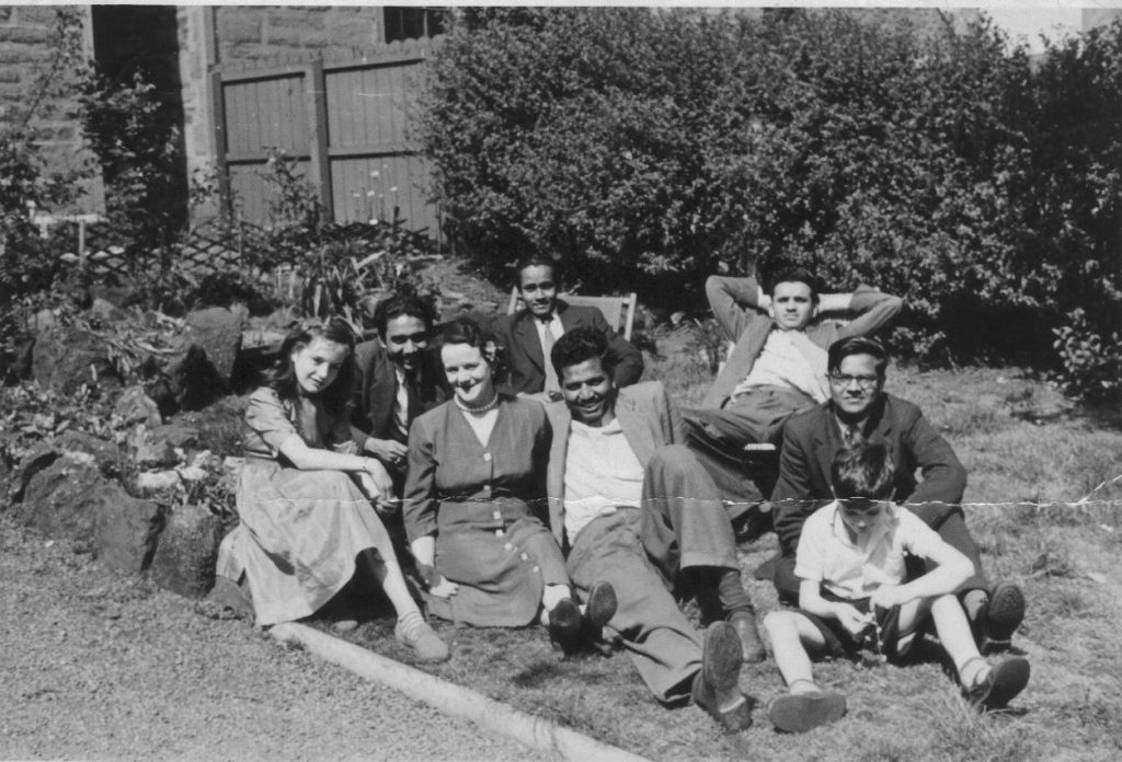 Louise, Mary and Joe McGhee with Indian students, Dundee.