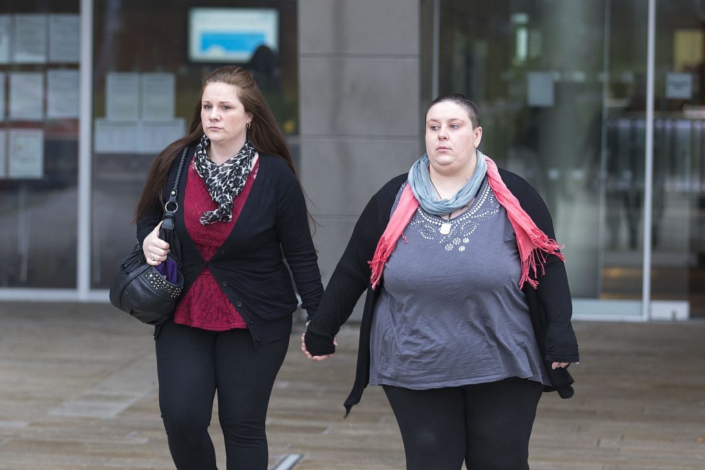 Rachel Trelfa and Nyomi Fee leave court