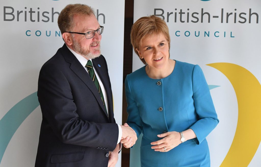 Scottish Secretary David Mundell and First Minister Nicola Sturgeon at the British Irish council in Glasgow. 