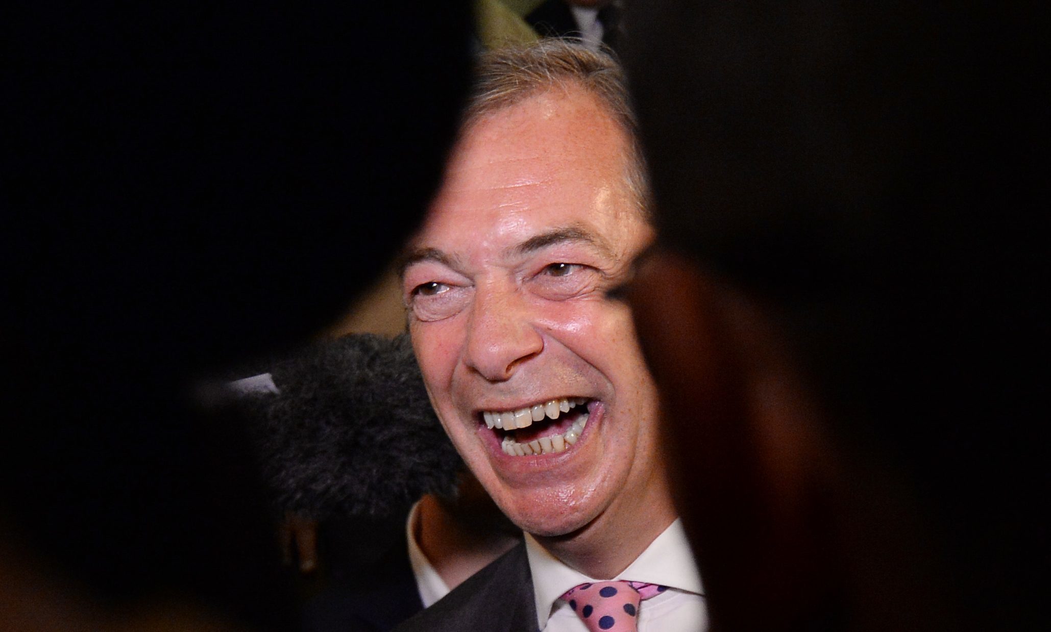 UKIP Leader Nigel Farage celebrating after the referendum result was confirmed.