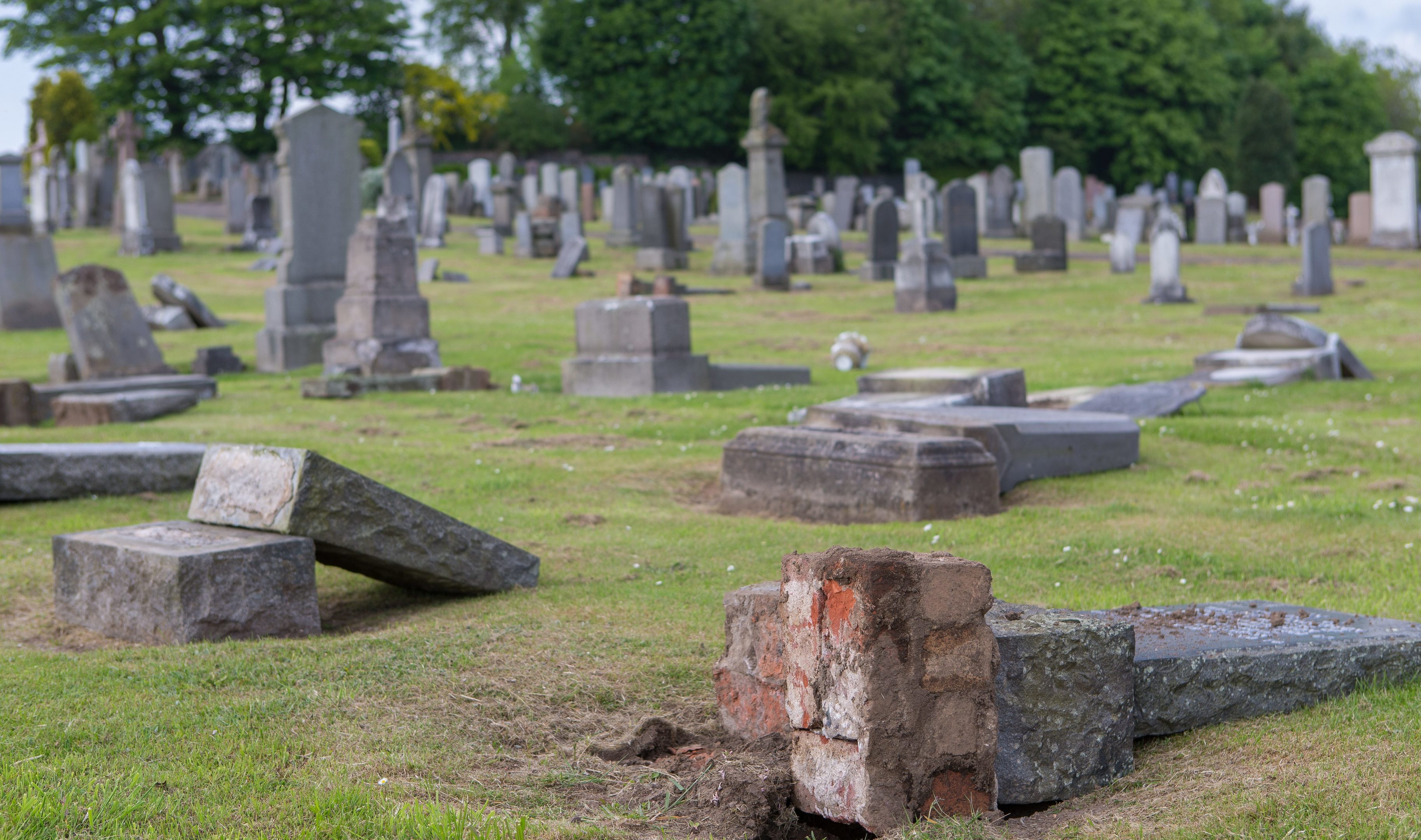 Leslie Cemetery vandalism.