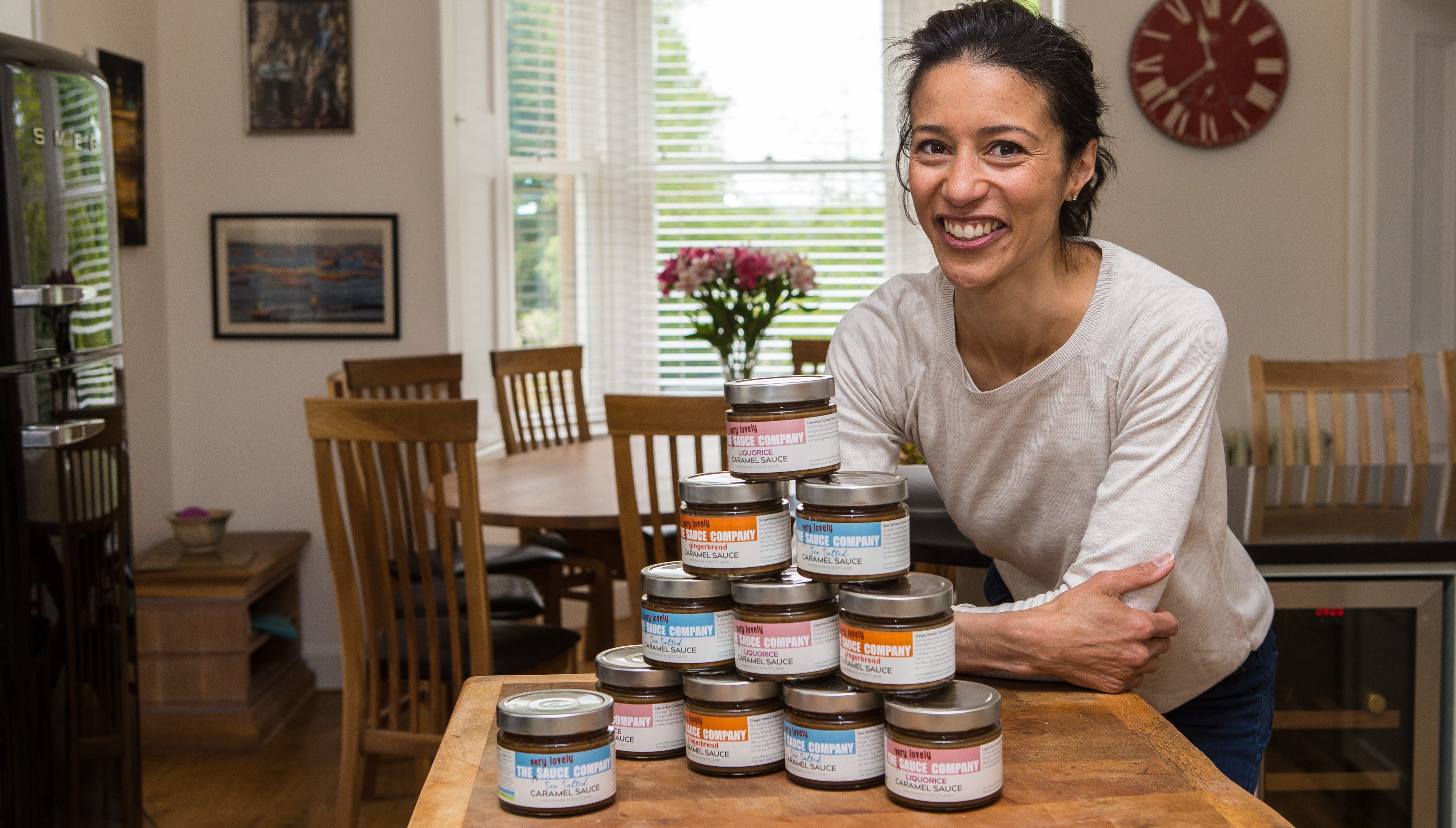 Michelle Wilkinson of The Very Lovely Sauce Company creating the delicious Gingerbread Caramel Sauce