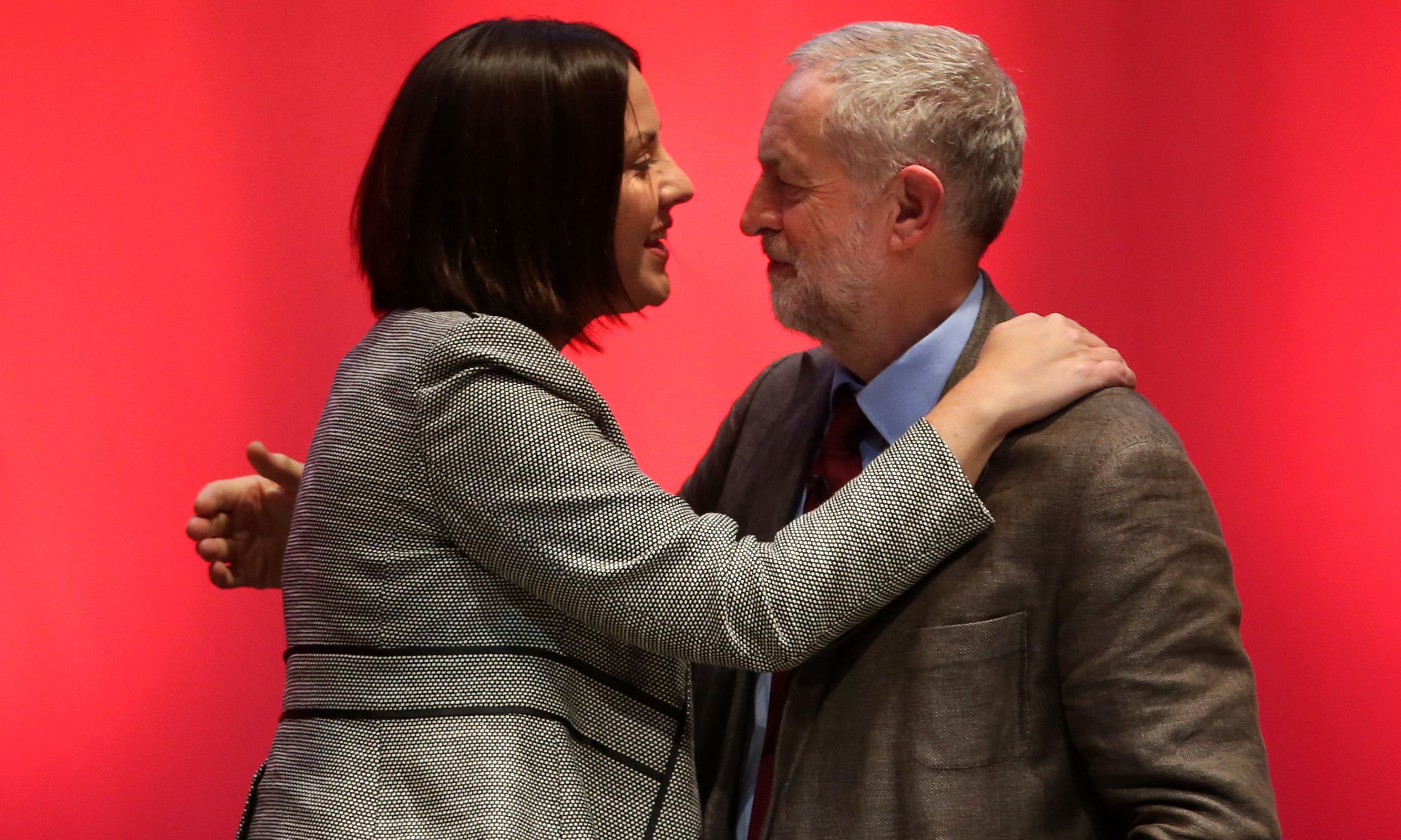 Labour leader Jeremy Corbyn with Scottish Labour leader Kezia Dugdale after his speech at Perth Concert Hall on the first day of the Scottish Labour Conference.