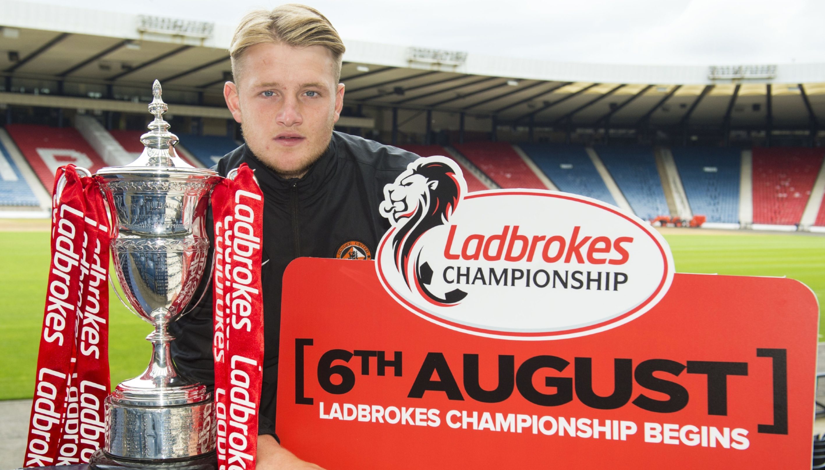 Dundee United's Coll Donaldson at the fixture list announcement at Hampden.