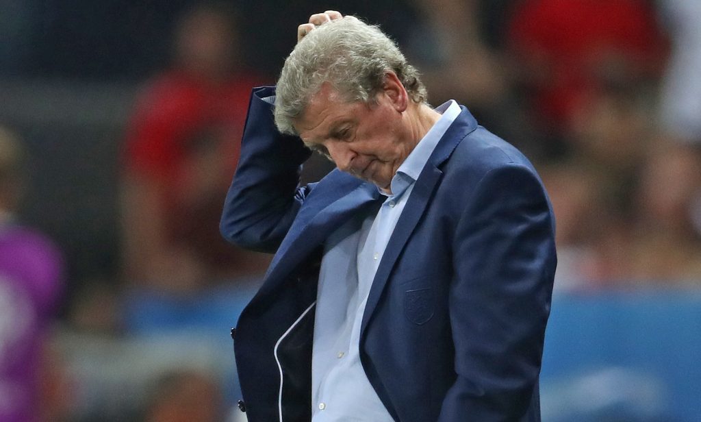 Roy Hodgson looks on as England fall to Iceland.