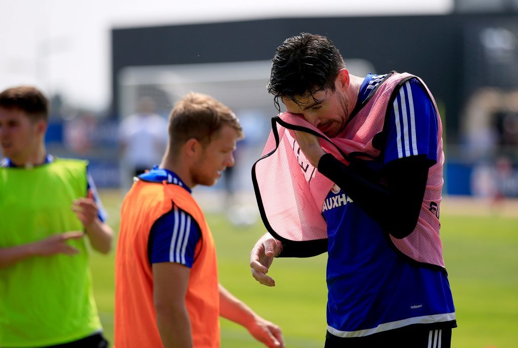 Kyle Lafferty during a Northern Ireland training session.