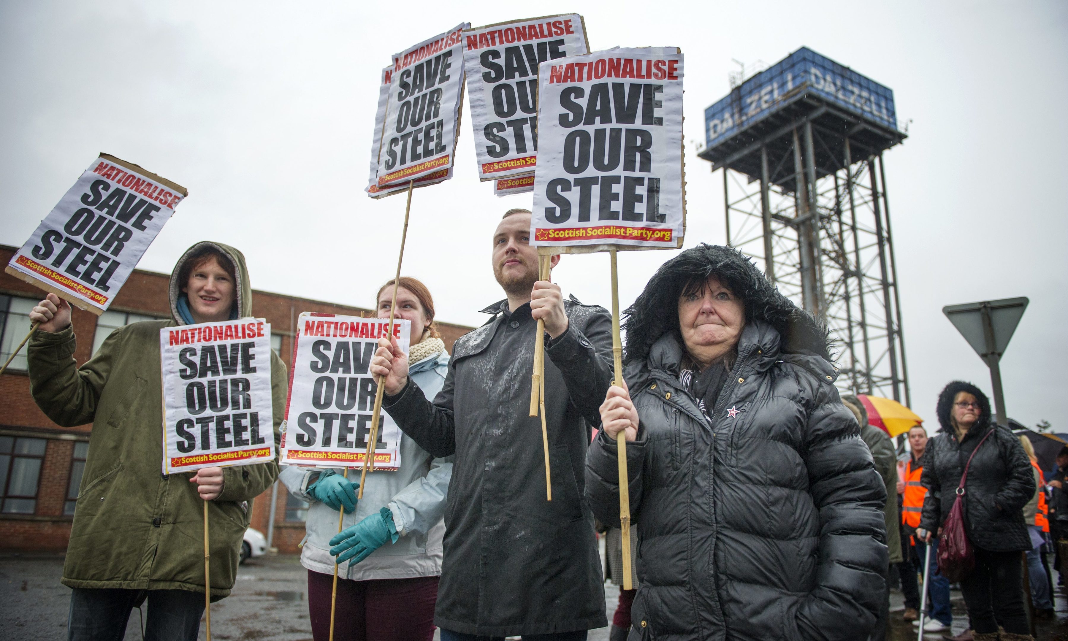 Hundreds of steel workers marching through Motherwell last year in a bid to save their jobs and prevent the closure of the steel industry in Scotland.