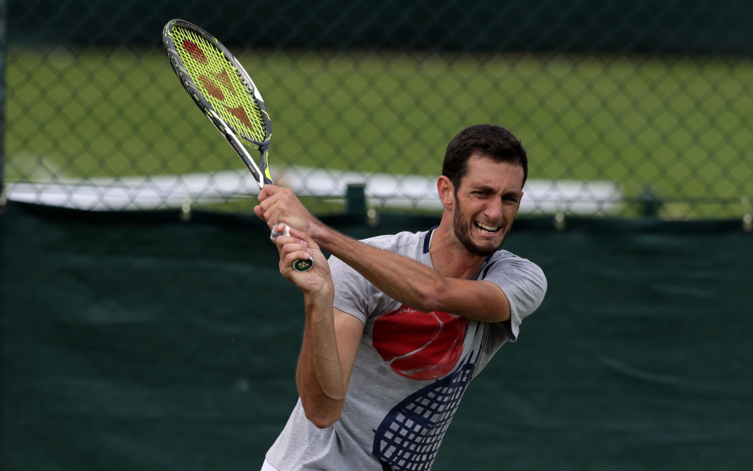 James Ward practising ahead of Wimbledon.