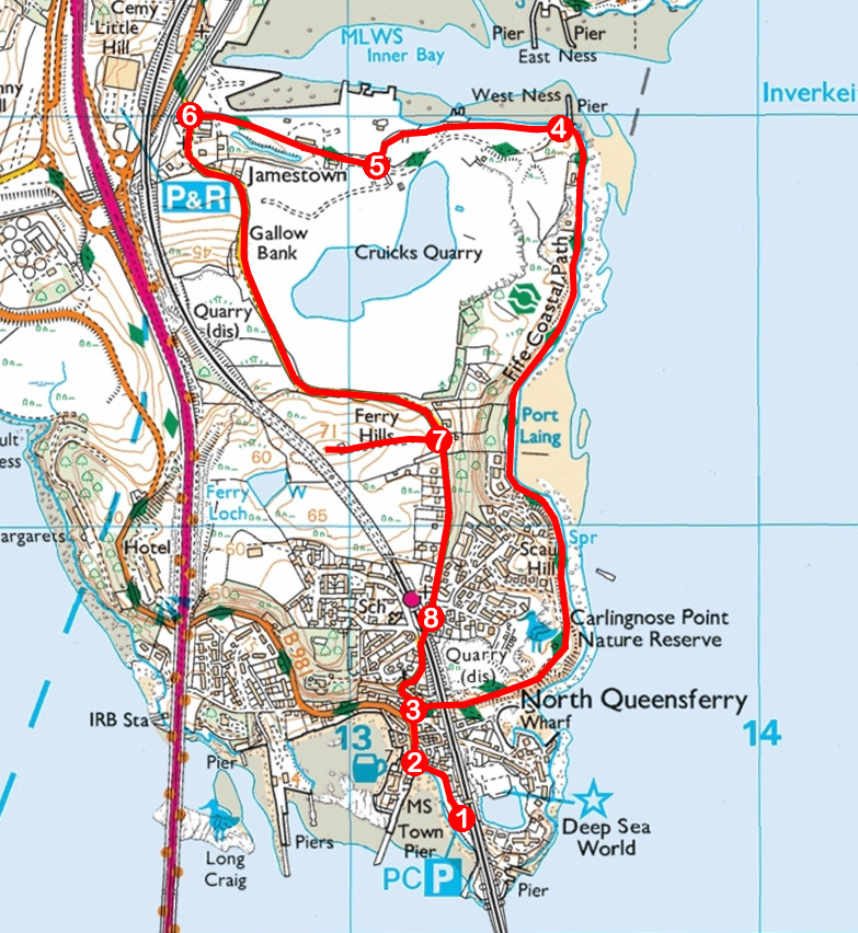 Take a Hike 118 - June 25, 2016 - North Queensferry to Inverkeithing, Fife OS map extract