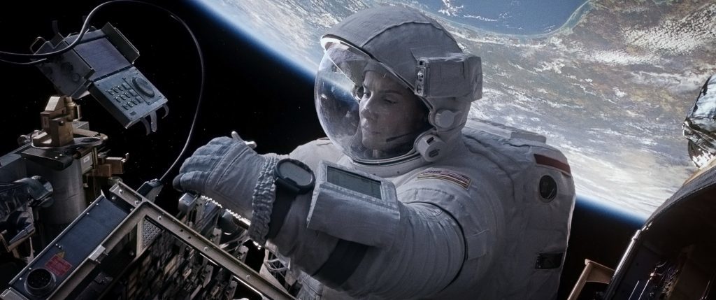 Sandra Bullock as Dr Ryan Stone in the Hollywood movie Gravity