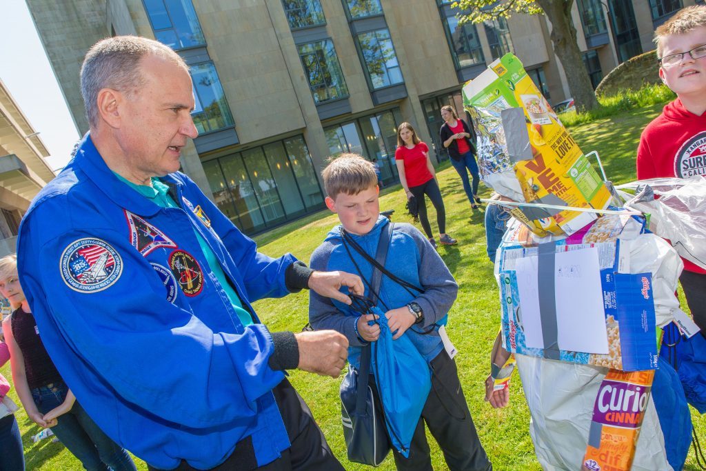Former NASA Astronaut Rick Hieb speaking to school children during the St Andrews University Space Schol